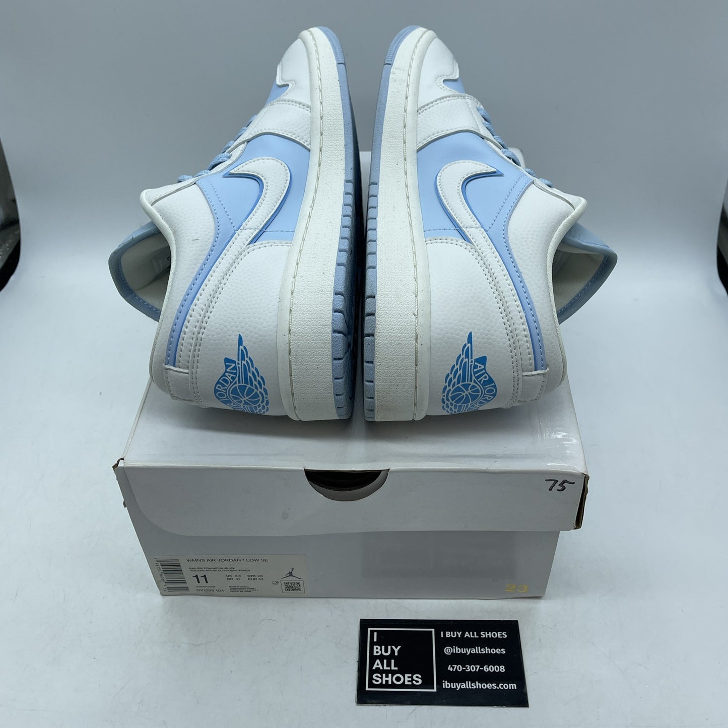 Size 11 - Jordan 1 Low SE Reverse Ice Blue White Suede Leather (DV1299-104)