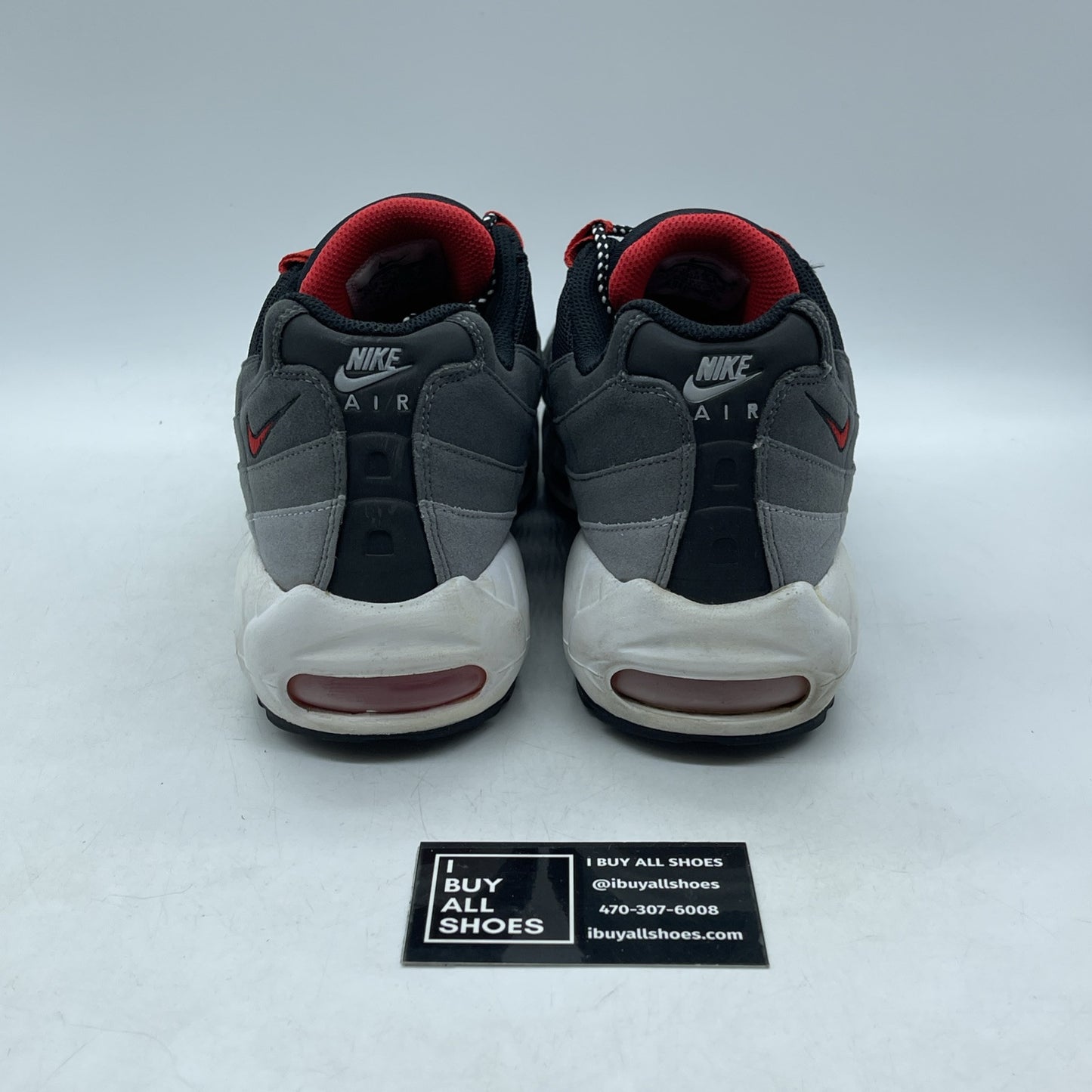 Size 11.5 - Nike Air Max 95 Black Grey Red Suede (609048-066)