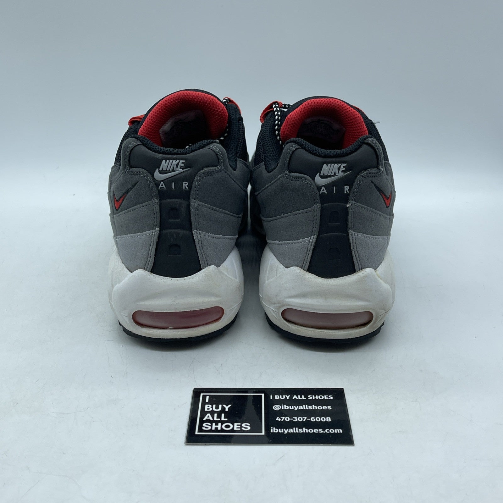 Size 11.5 - Nike Air Max 95 Black Grey Red Suede (609048-066)