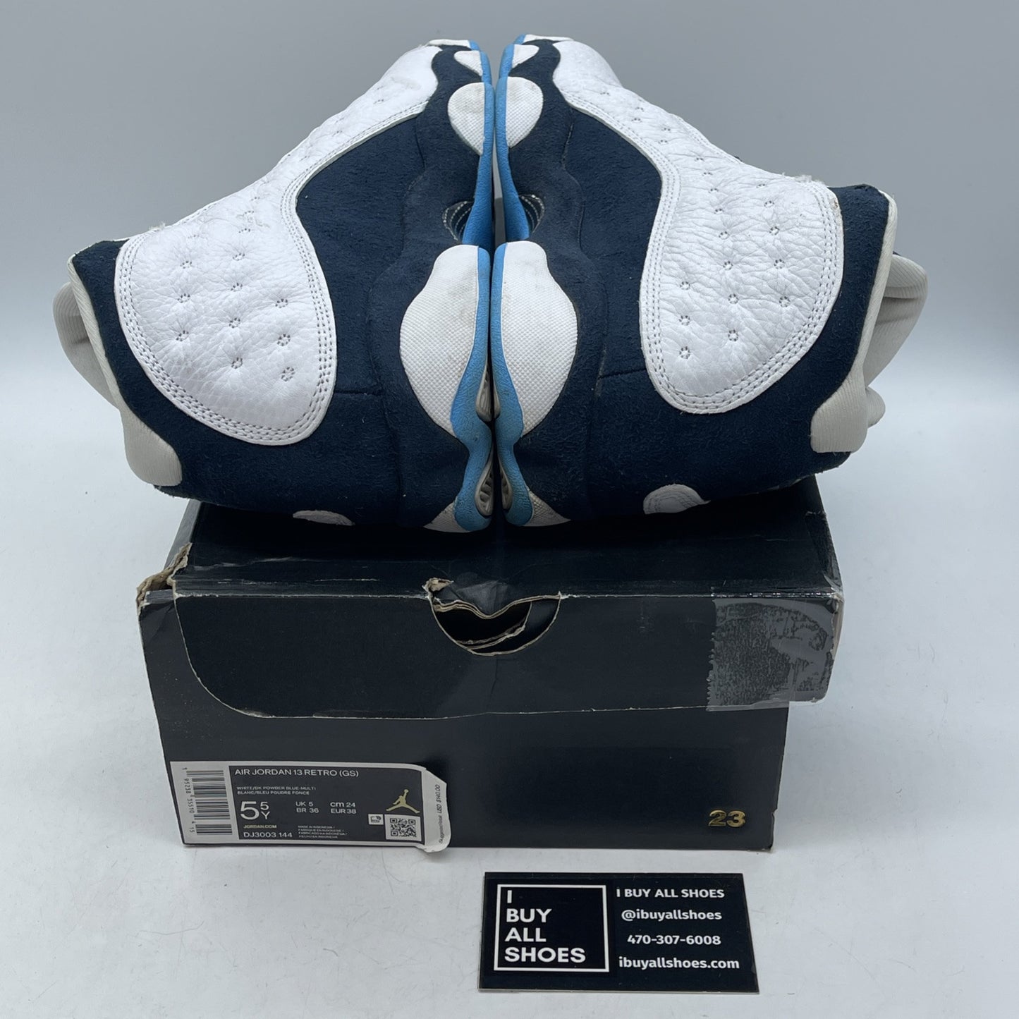 Size 5.5Y - Jordan 13 Retro GS Obsidian Blue White Leather Suede (DJ3003-144)