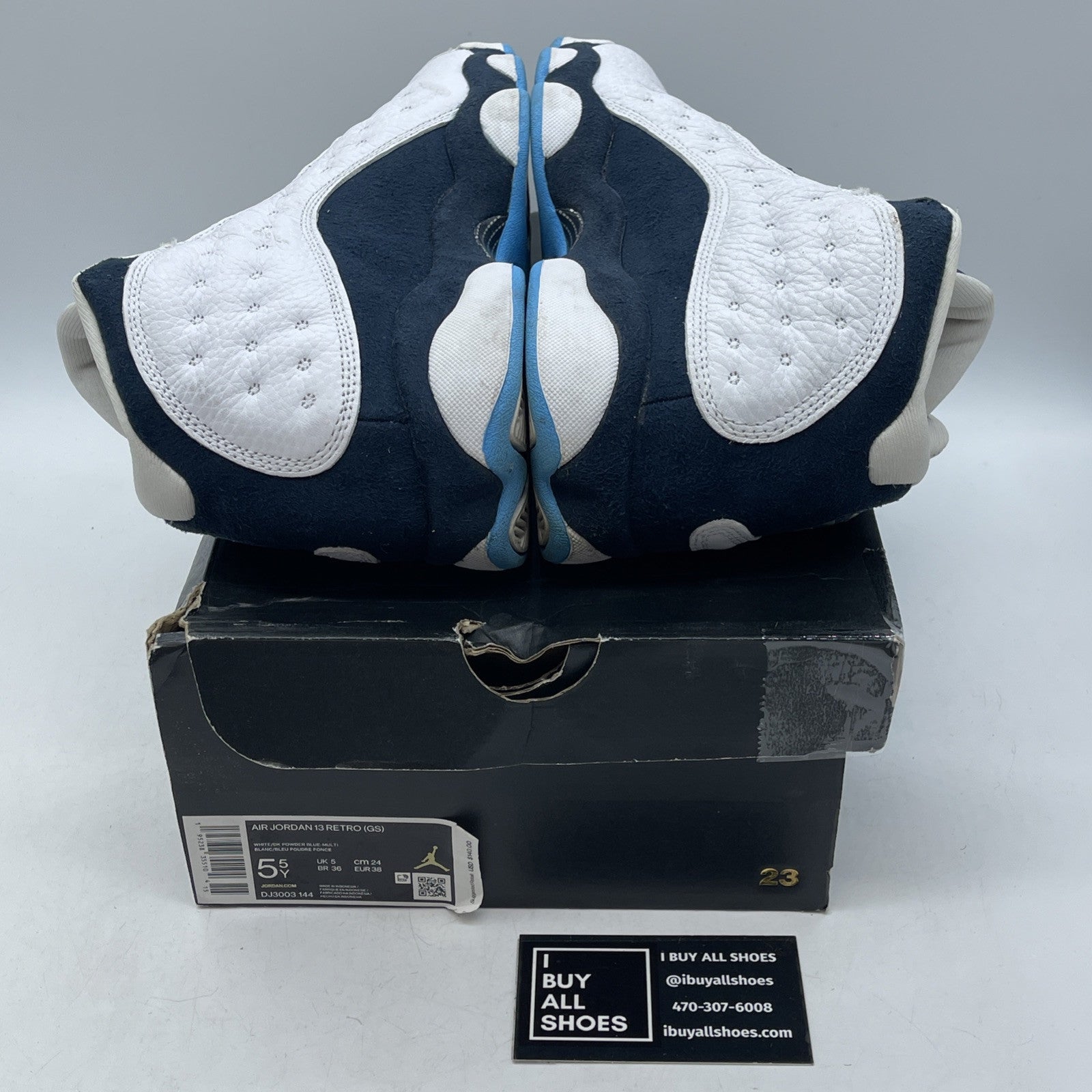 Size 5.5Y - Jordan 13 Retro GS Obsidian Blue White Leather Suede (DJ3003-144)