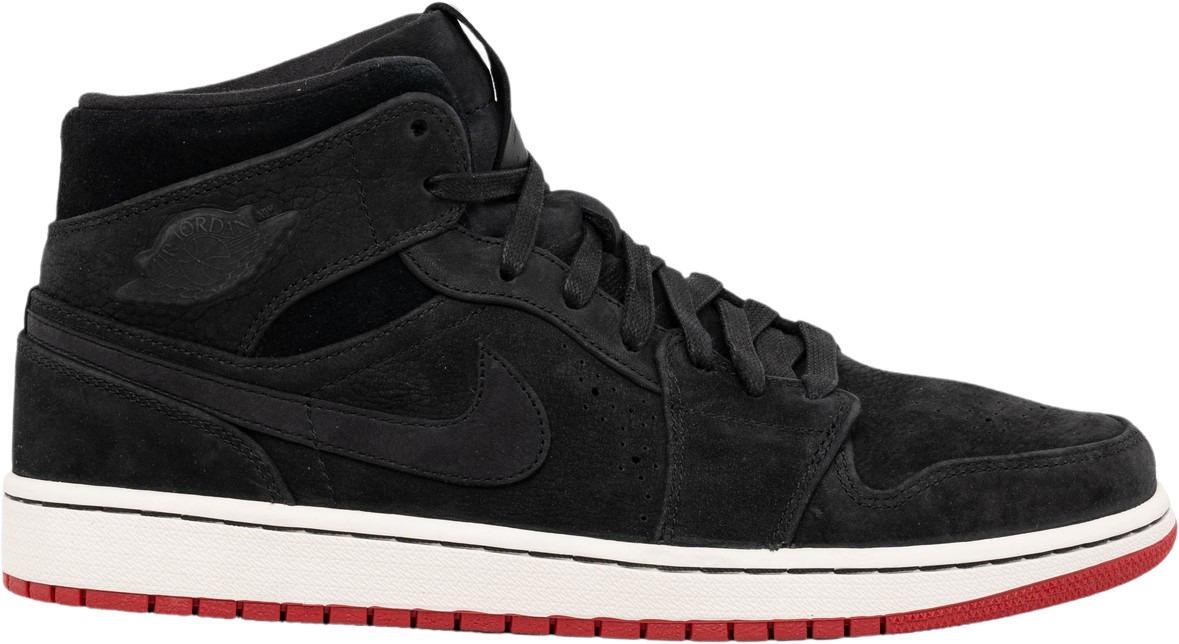 Size 10 - Air Jordan 1 Nouveau Mid Black Red White Suede (651232-007)