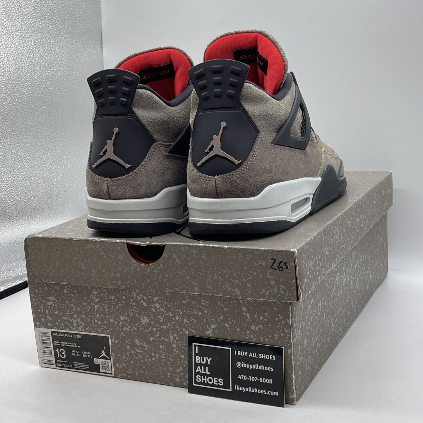 Size 13 - Jordan 4 Retro Mid Taupe Haze Brown Black Suede (DB0732-200)