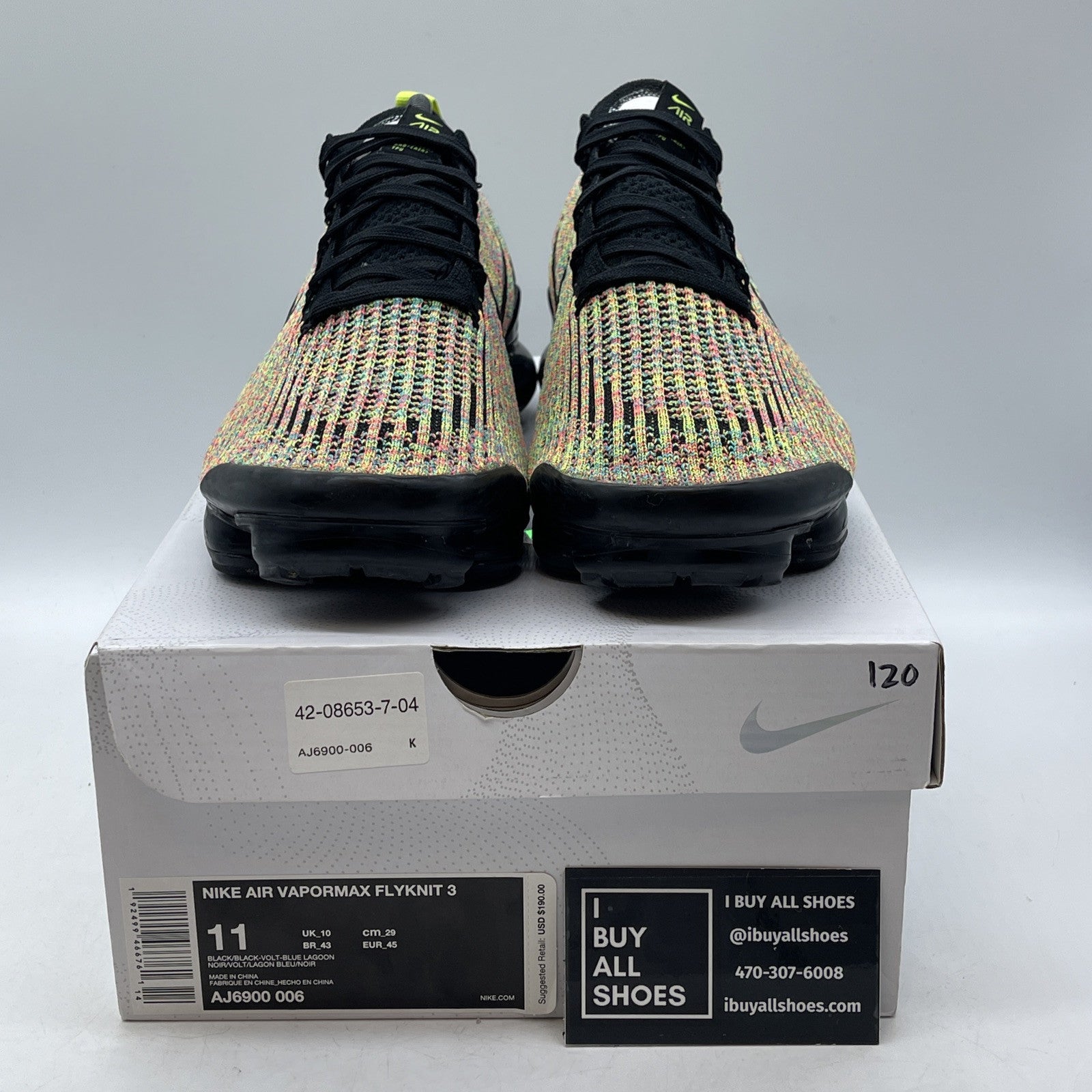 Size 11 - Nike Air VaporMax Flyknit 3 Multi-Color Suede Leather (AJ6900-006)