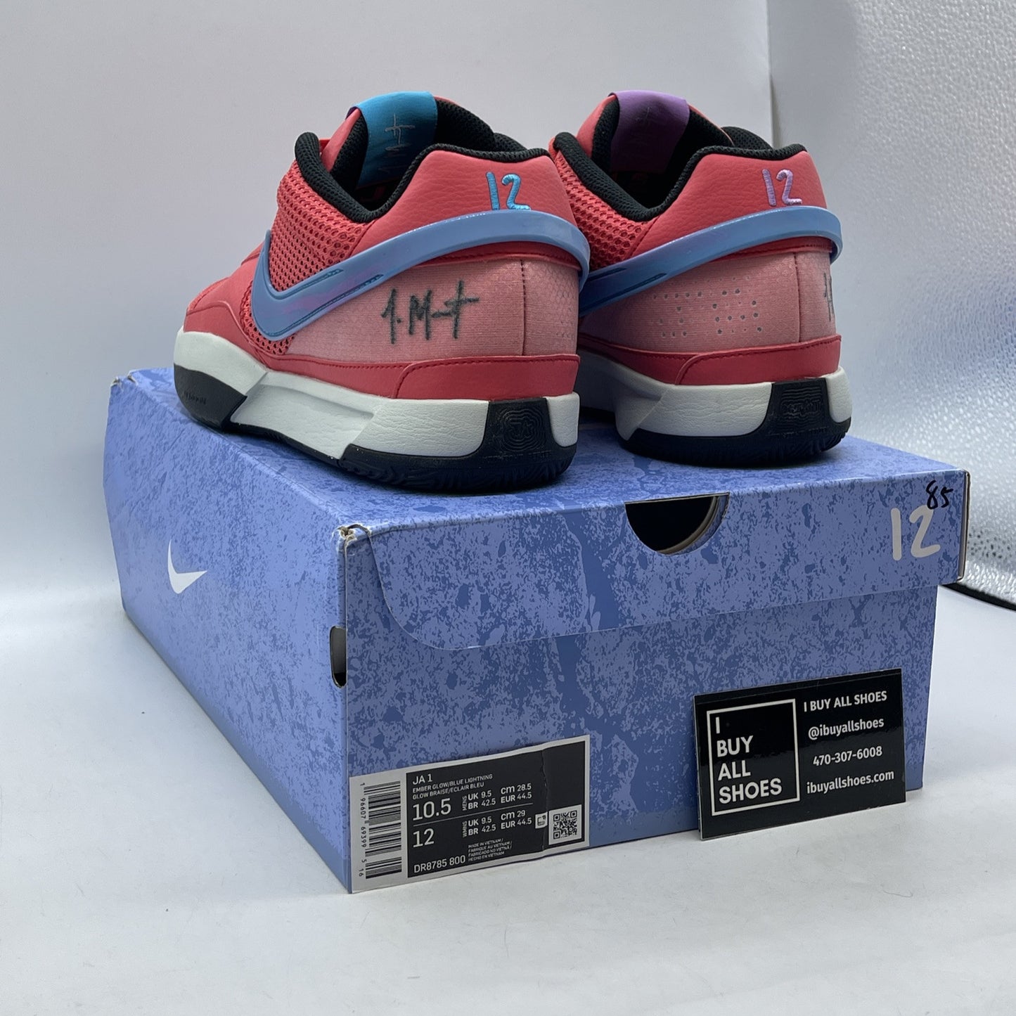 Size 10.5 - Nike Ja 1 Fuel Pink Blue Suede Leather (DR8785-800)