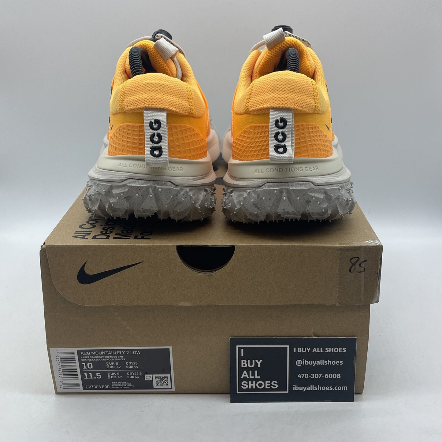 Size 10 - Nike ACG Mountain Fly 2 Low Laser Orange White Suede (DV7903-800)