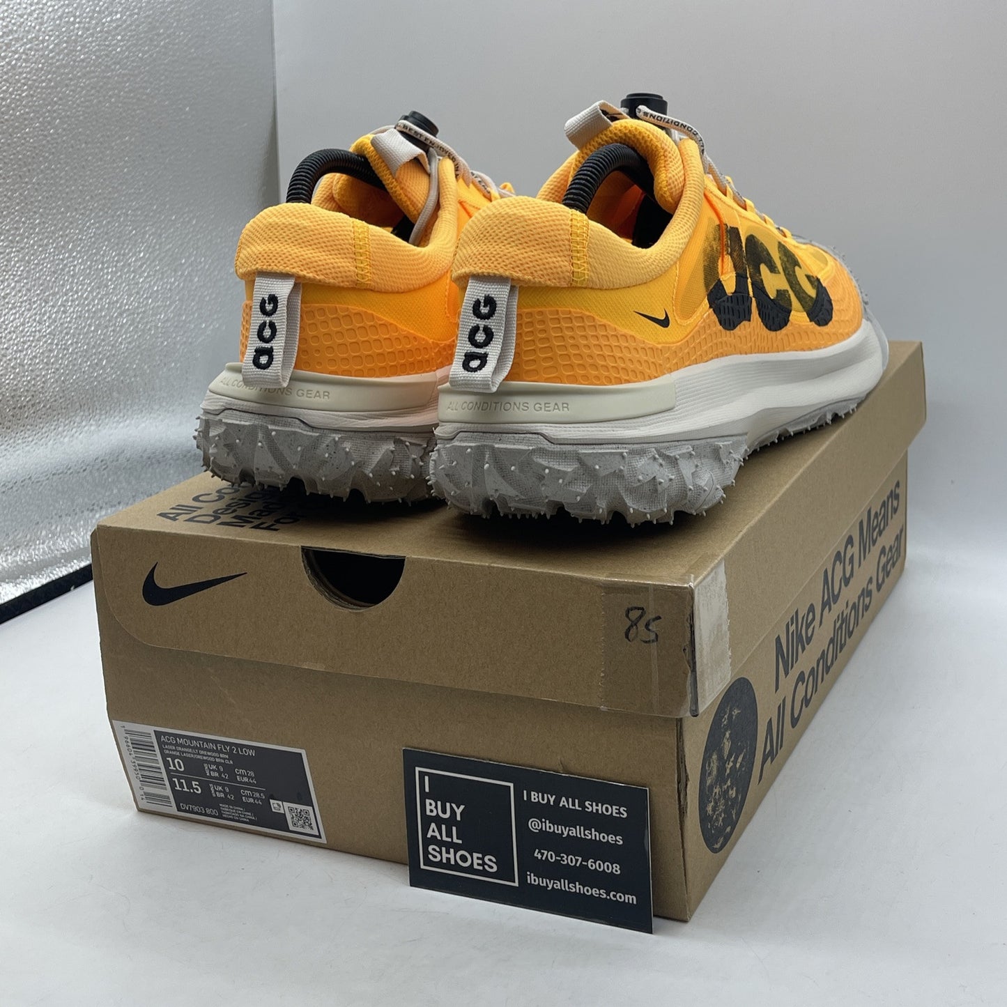 Size 10 - Nike ACG Mountain Fly 2 Low Laser Orange White Suede (DV7903-800)