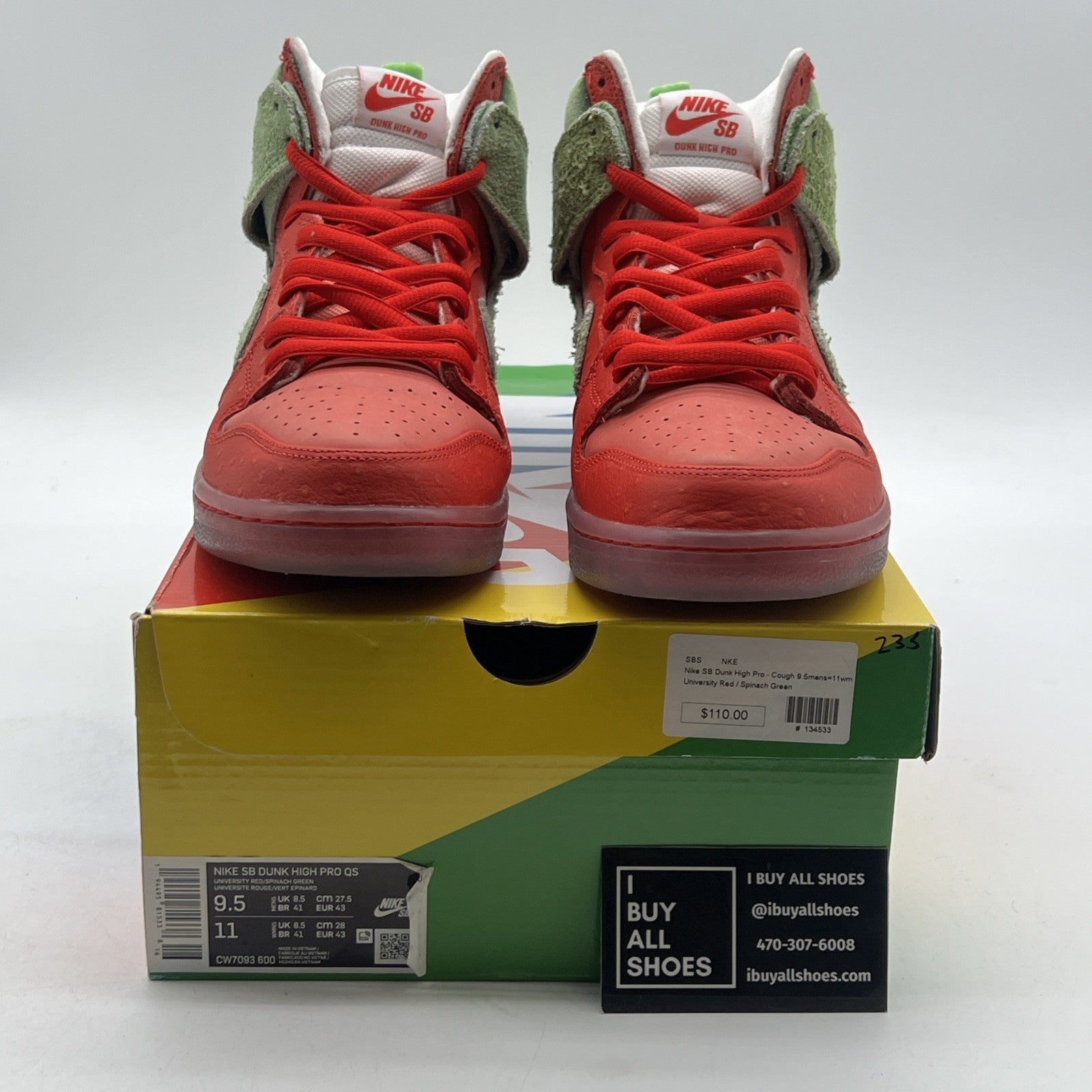 Size 9.5 - Nike SB Dunk High Strawberry Cough (CW7093-600)