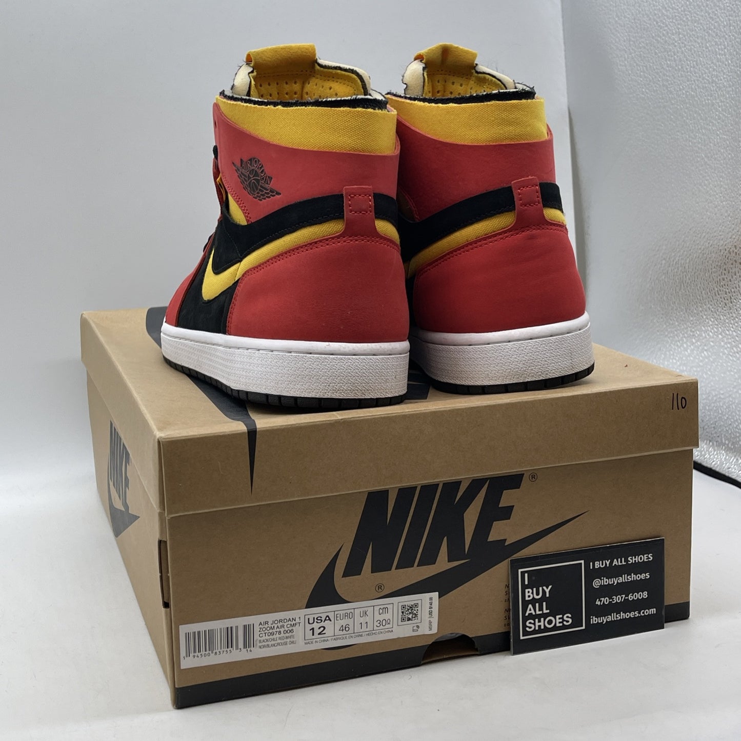 Size 12 - Air Jordan 1 Zoom Comfort High Chile Red Black Suede (CT0978-006)