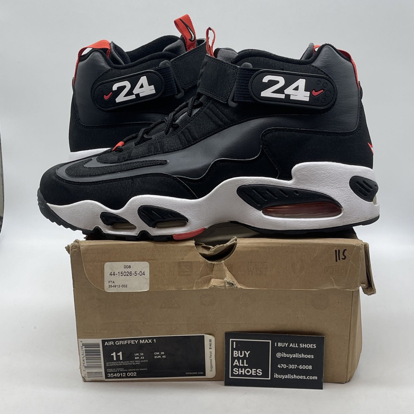 Size 11 - Nike Air Griffey Max 1 Anthracite Black Suede Leather (354912-002)