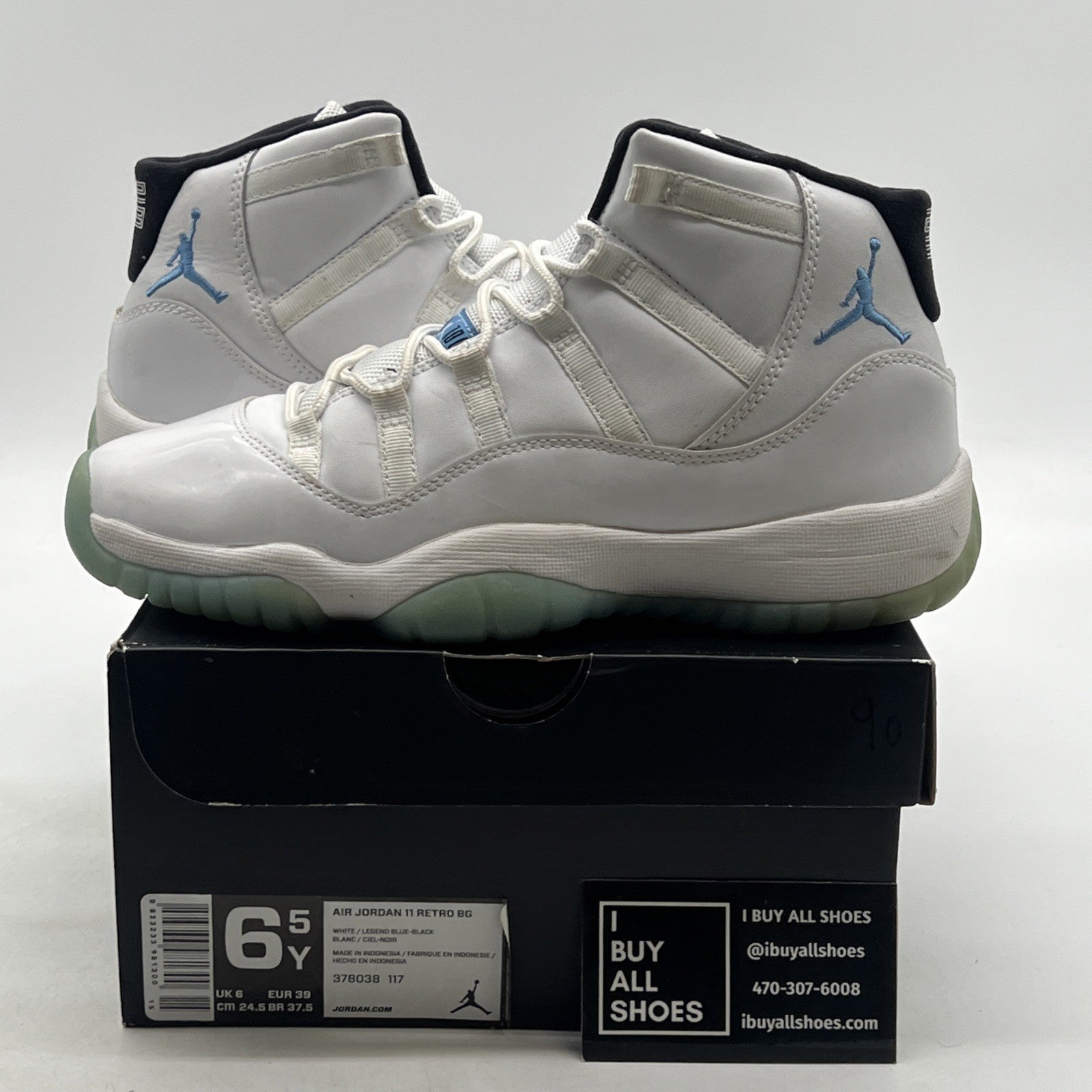 Size 6.5Y - Air Jordan 11 Retro High Legend Blue (378038-117)