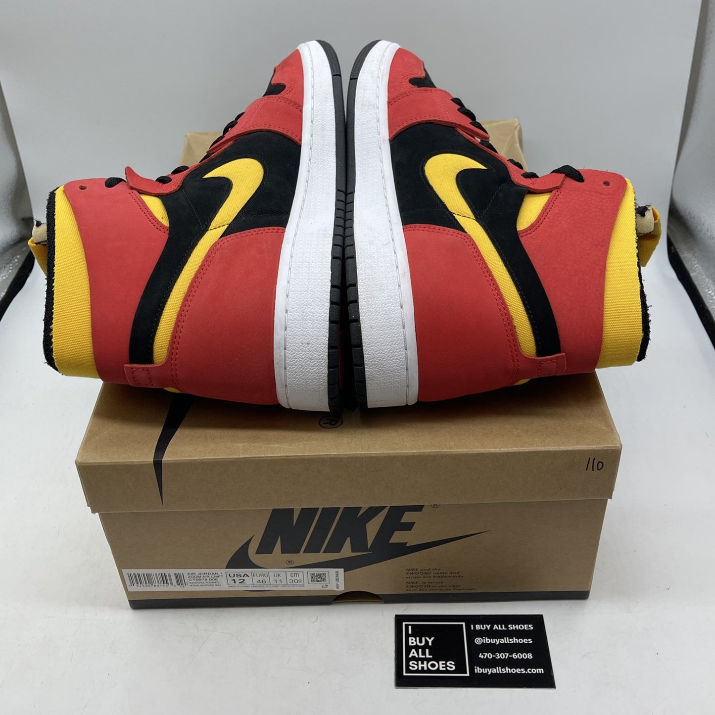 Size 12 - Air Jordan 1 Zoom Comfort High Chile Red Black Suede (CT0978-006)
