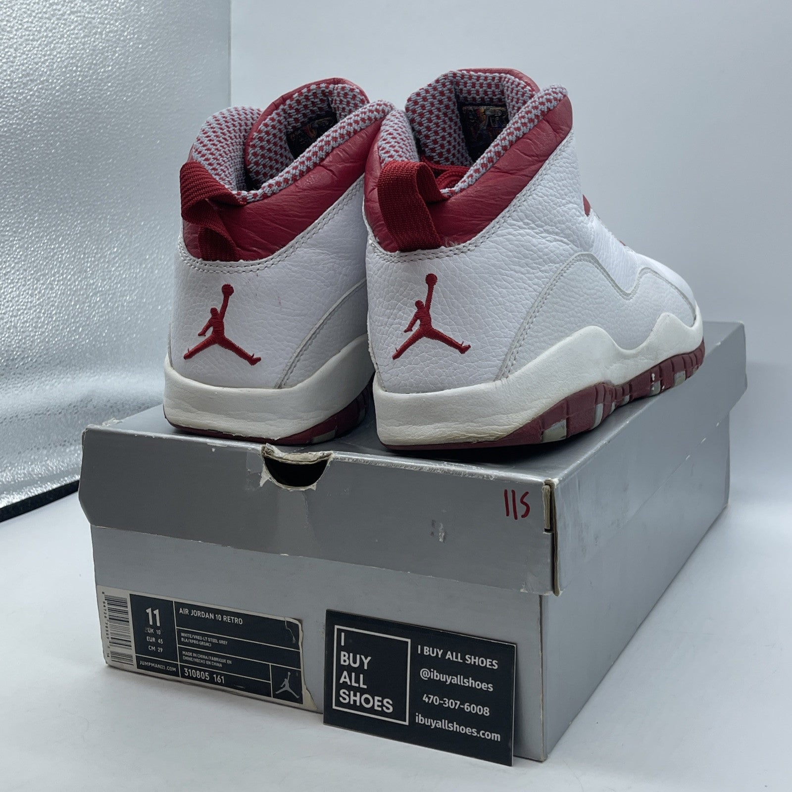 Size 11 - Air Jordan 10 Retro 2005 Red Steel White Leather (310805-161)
