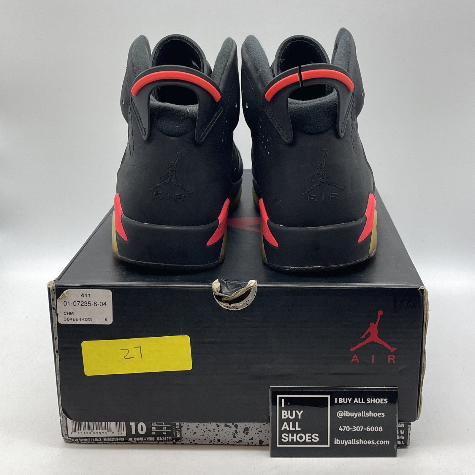 Size 10 - Jordan 6 Retro Infrared Black Pink Suede (384664-023)