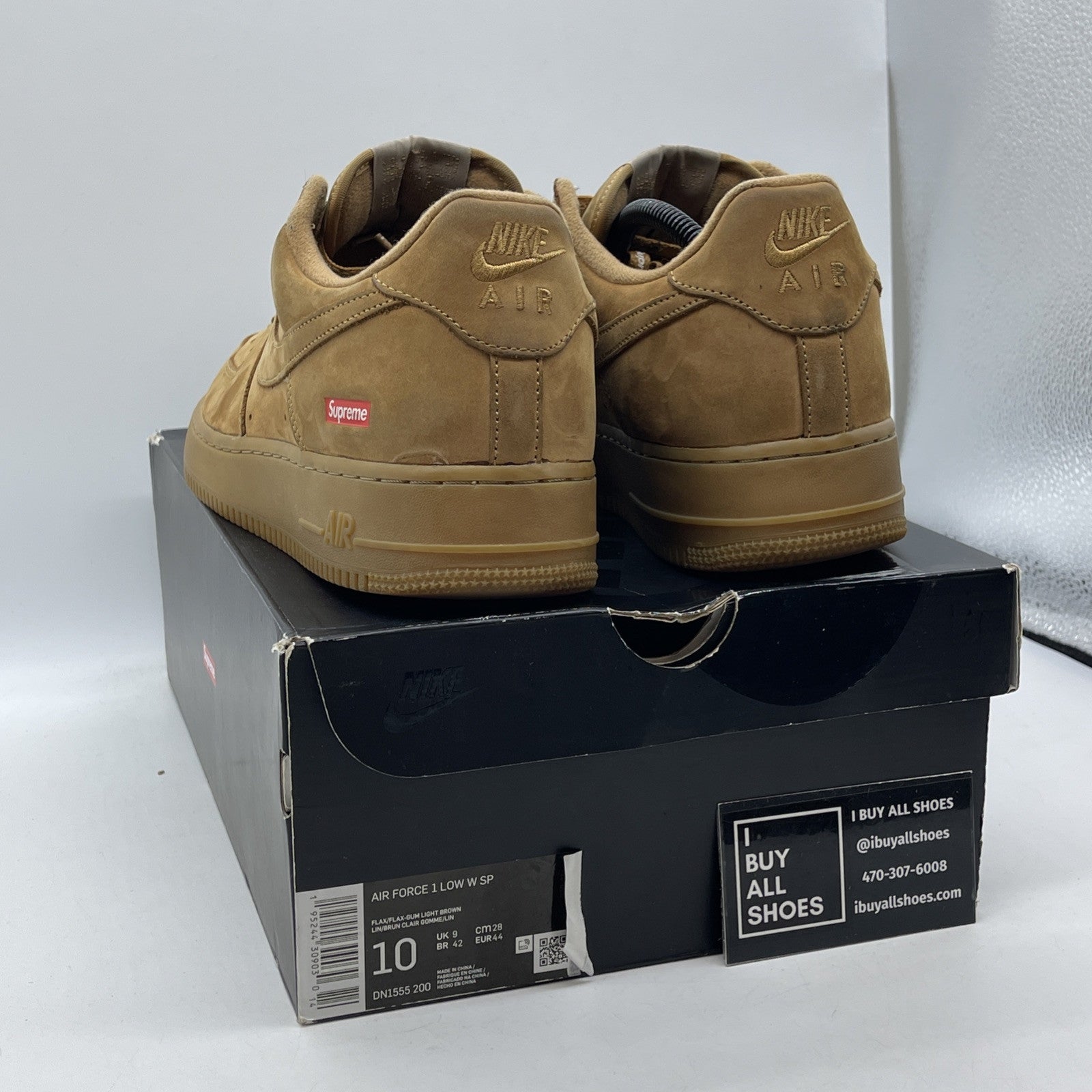 Size 10 - Nike Air Force 1 Low SP x Supreme Wheat Brown Red Suede (DN1555-200)