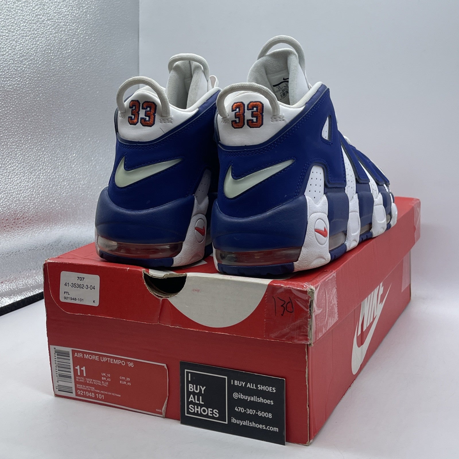 Size 11 - Nike Air More Uptempo Knicks Blue White Suede Leather (921948-101)