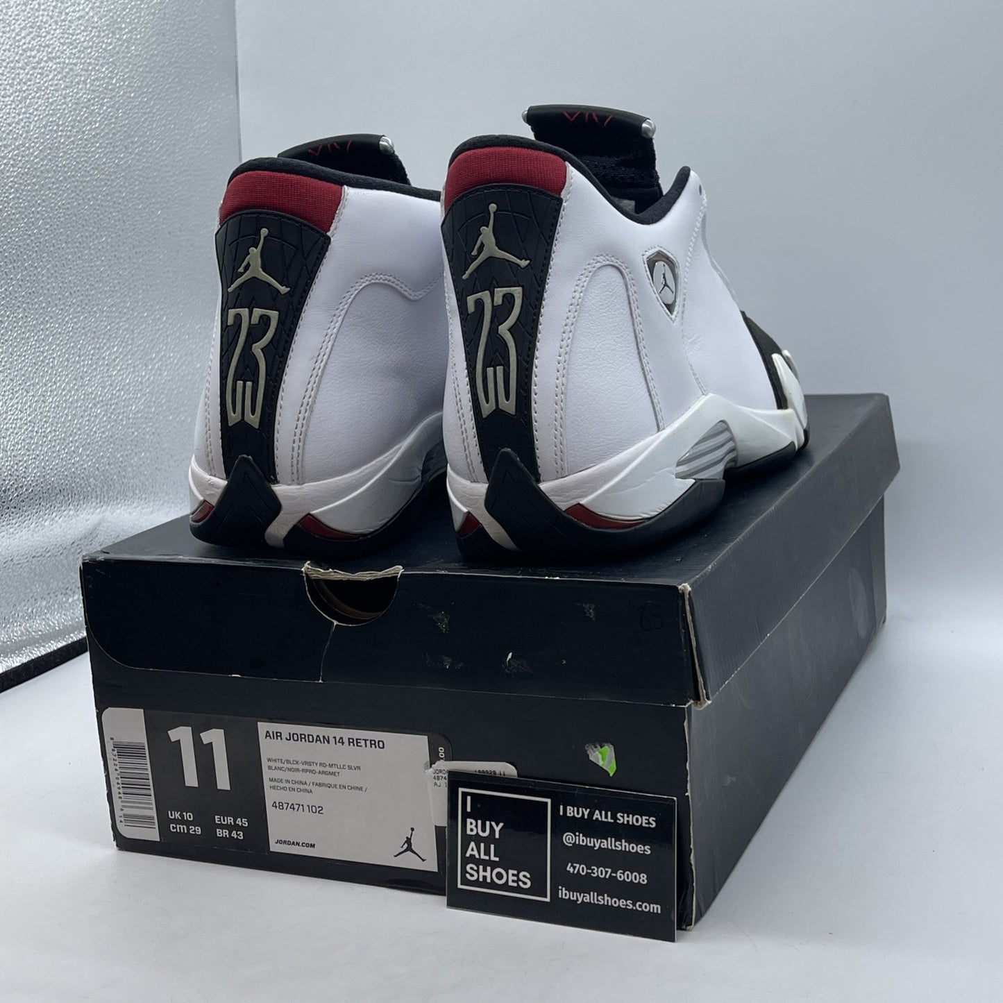 Size 11 - Air Jordan 14 Retro 2014 Black Toe White Suede Leather (487471-102)