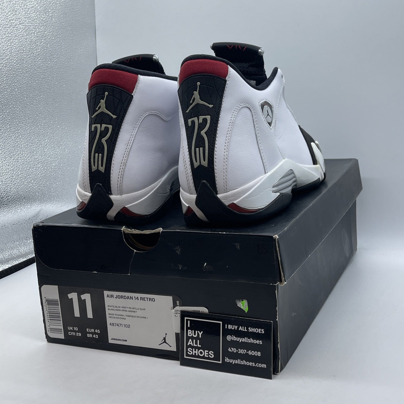 Size 11 - Air Jordan 14 Retro 2014 Black Toe White Suede Leather (487471-102)