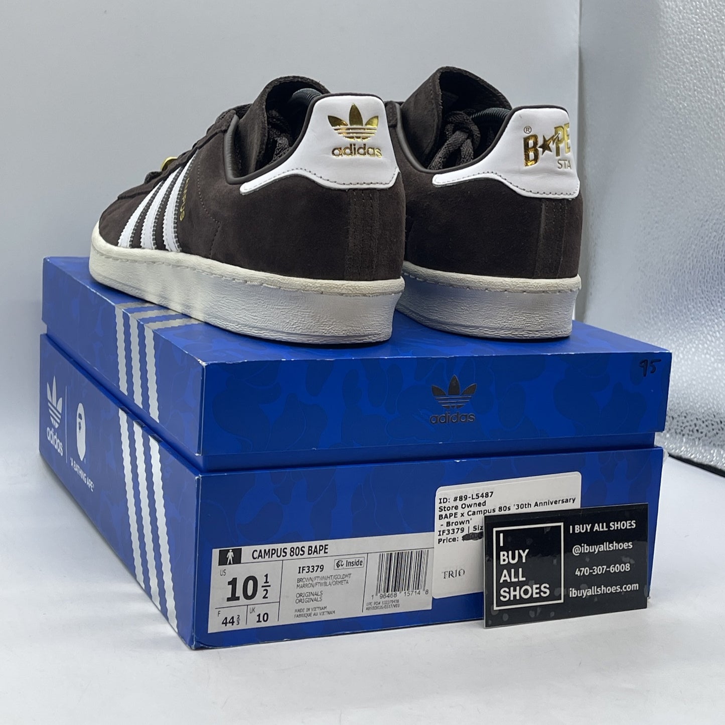 Size 10.5 - adidas BAPE x Campus 80s 30th Anniversary - Brown White (IF3379)