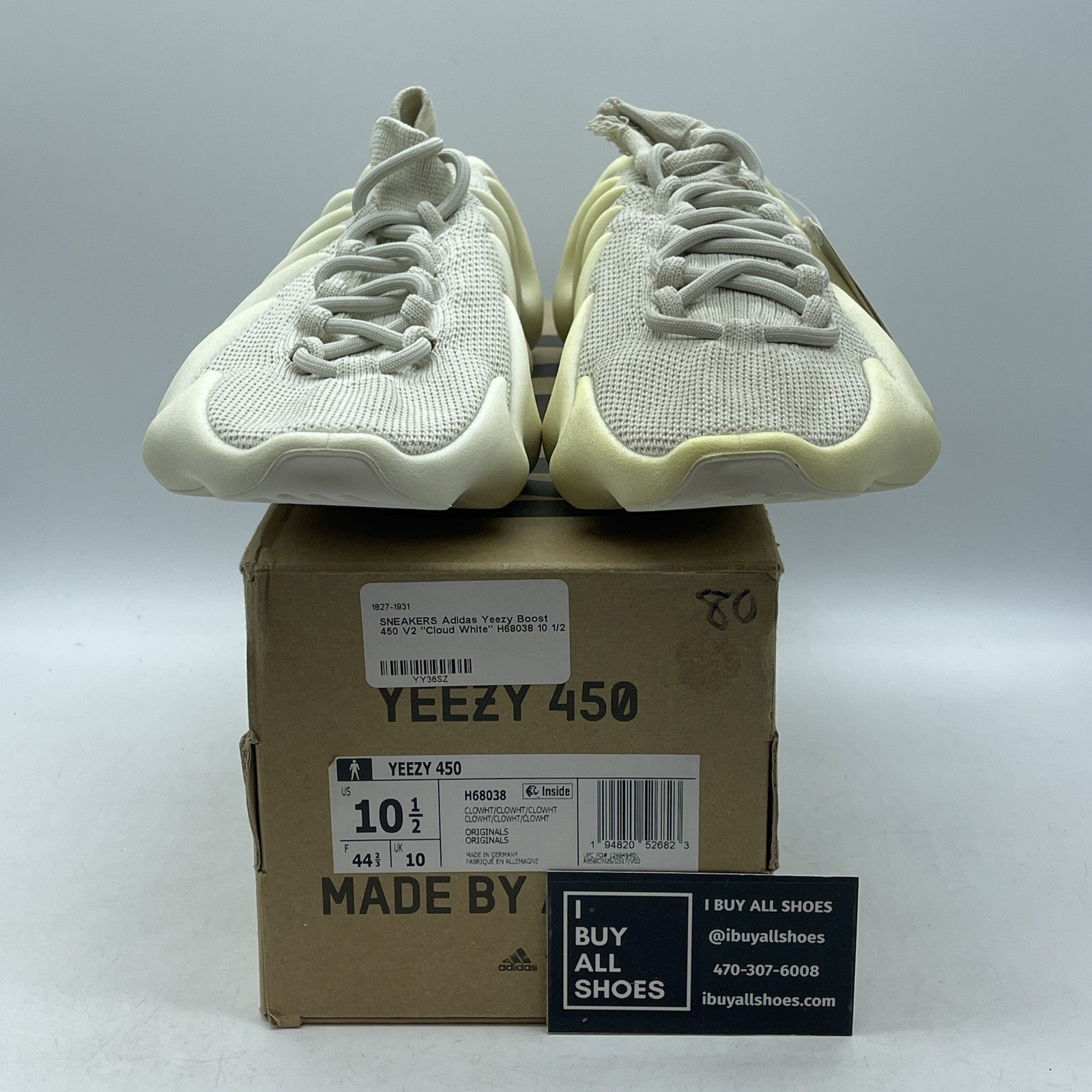 Size 10.5 - adidas Yeezy 450 Cloud White Suede (H68038)