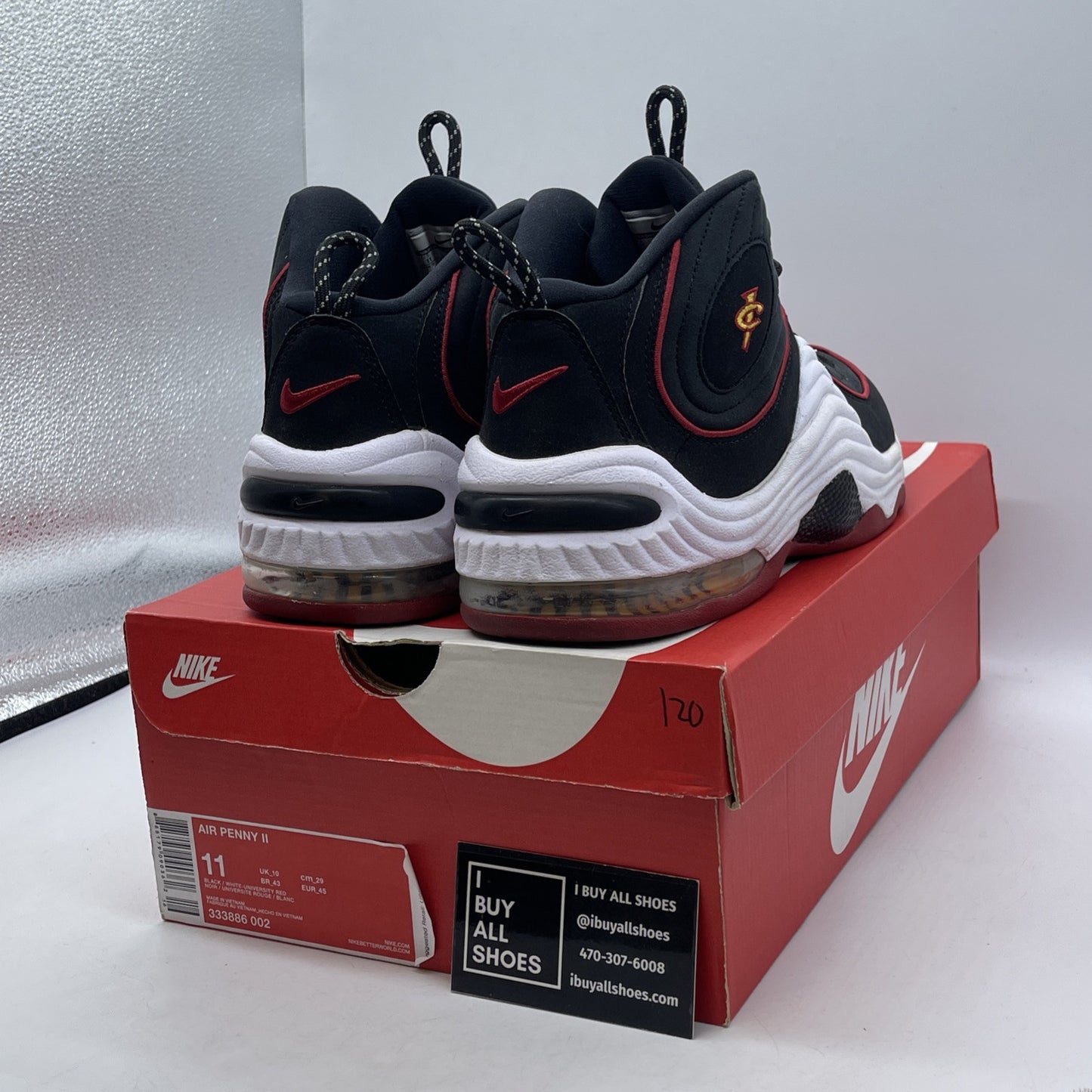 Size 11 - Nike Air Penny 2 2016 Miami Heat Black Suede (333886-002)