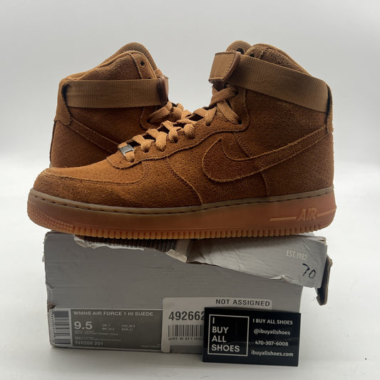 Size 9.5 - Nike Air Force 1 Suede High Tawny W (749266-201)