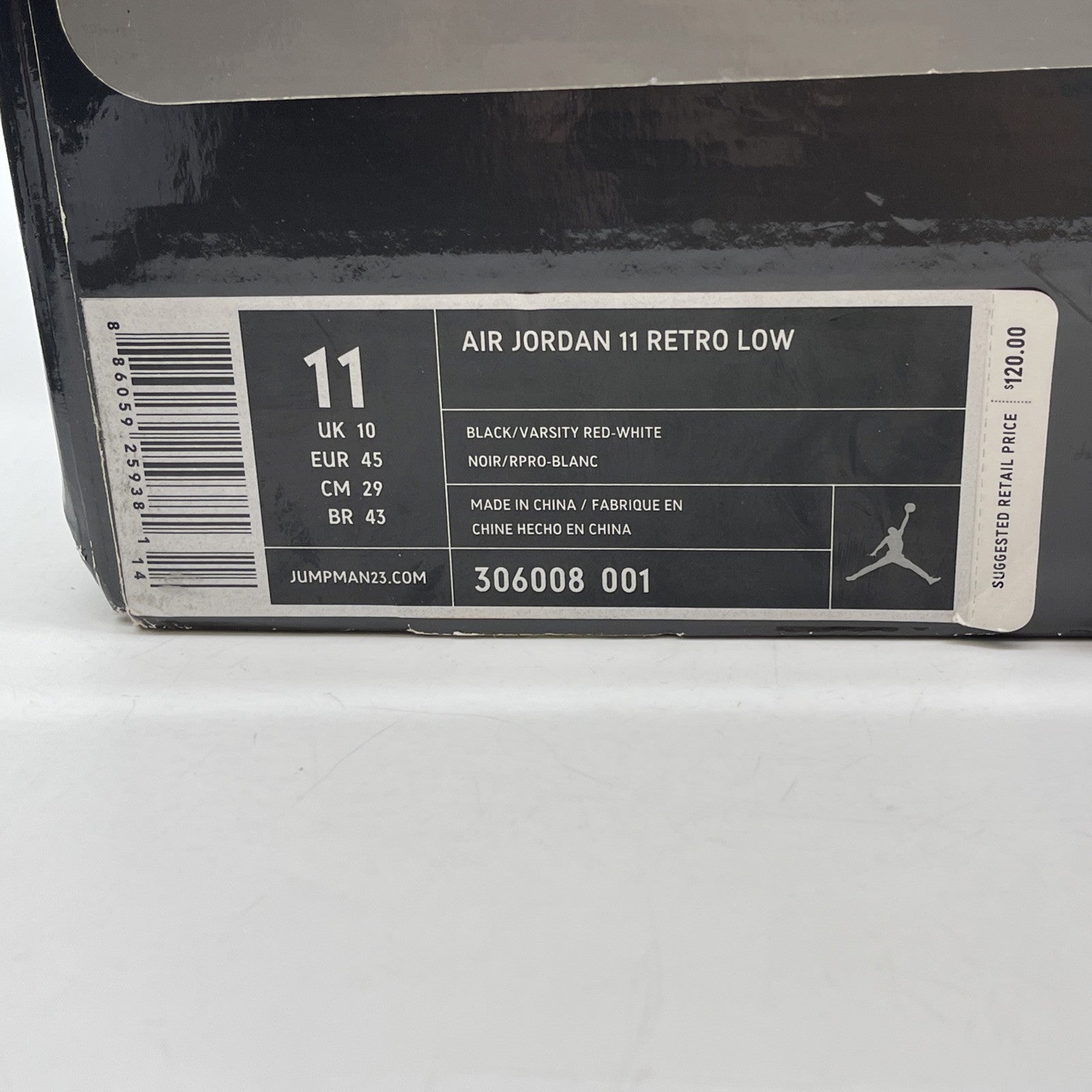 Size 11 - Air Jordan 11 Retro IE 2011 Low Black Charcoal Red (306008-001)