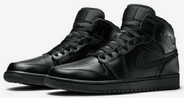 Size 9.5 - Air Jordan 1 Mid Black (554724-030)
