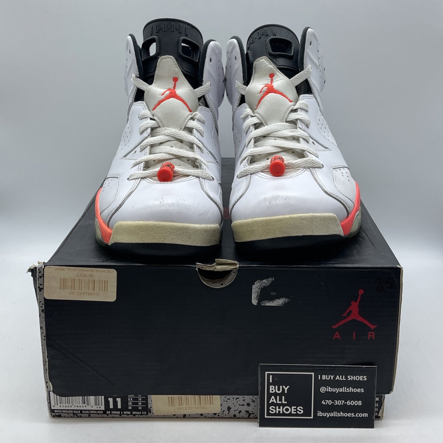 Size 11 - Air Jordan 6 Retro 2014 White Infrared Pink Leather (384664-123)