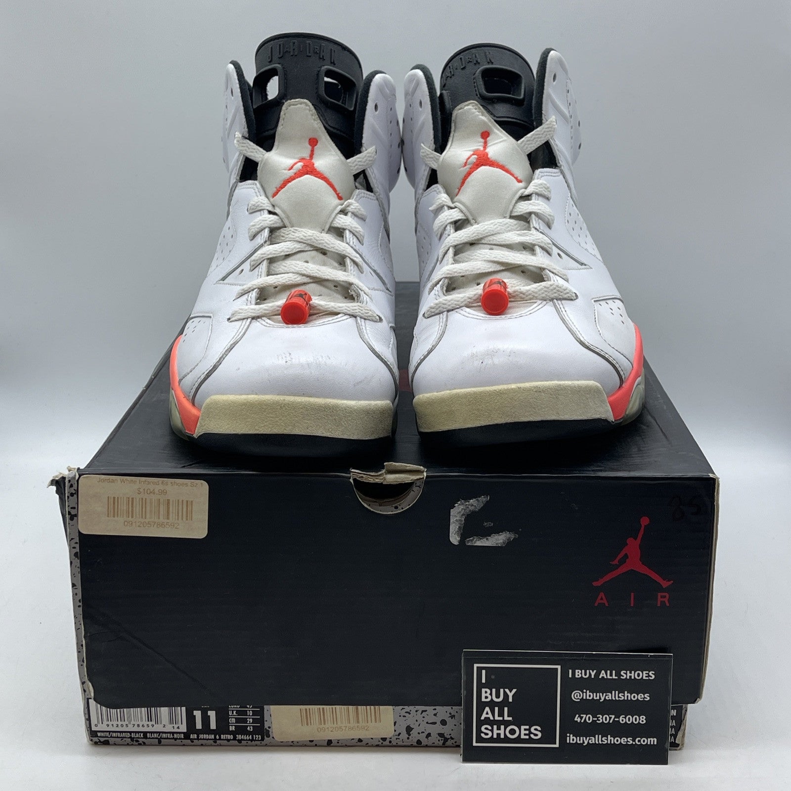 Size 11 - Air Jordan 6 Retro 2014 White Infrared Pink Leather (384664-123)