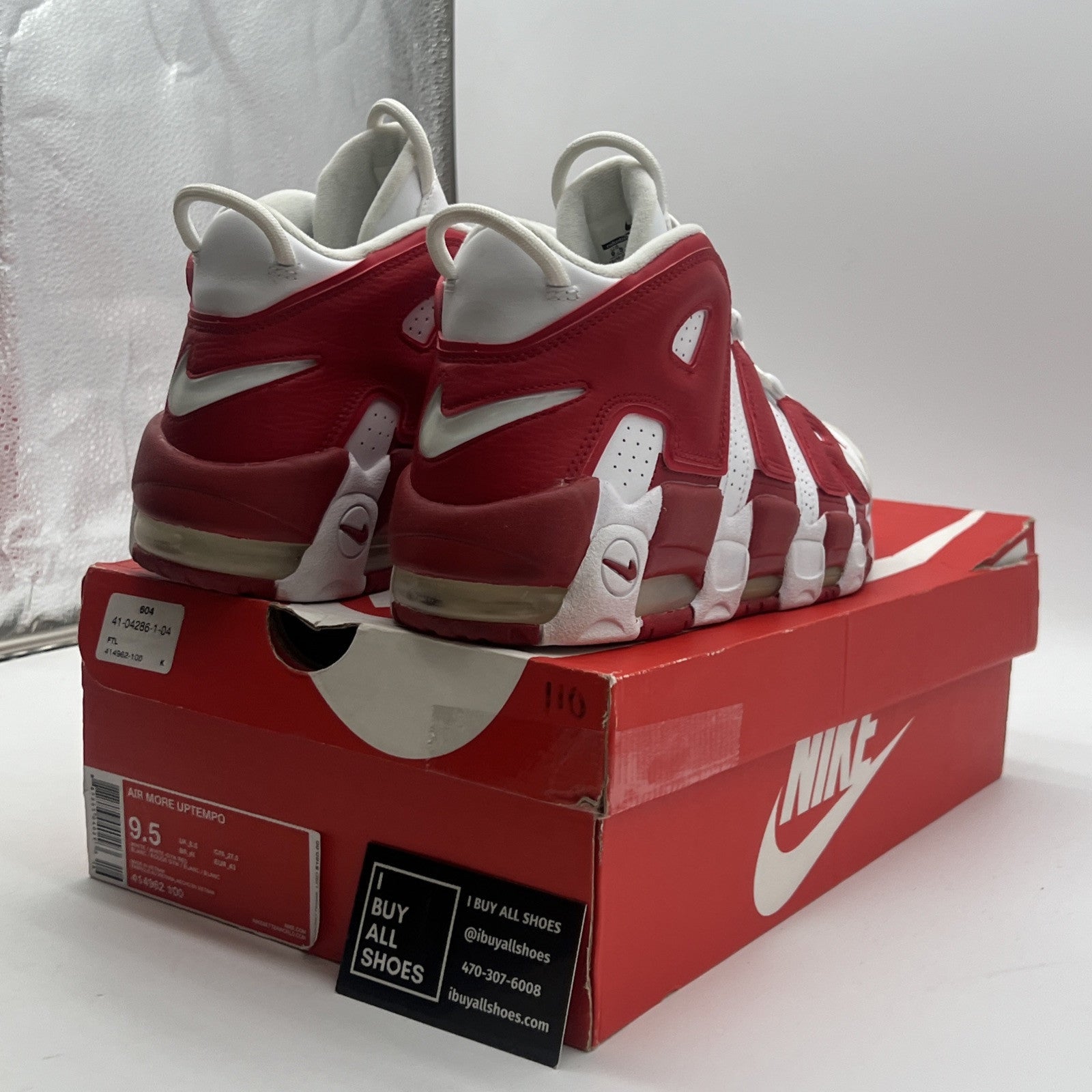 Size 9.5 - Nike Air More Uptempo White Red (414962-100)