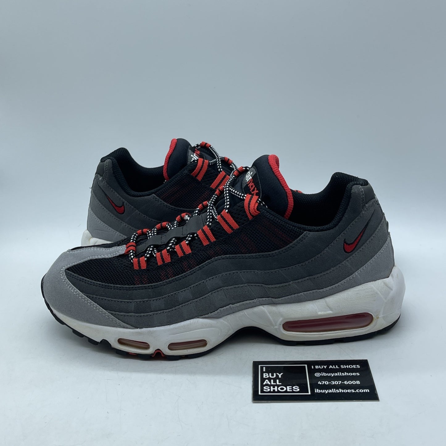 Size 11.5 - Nike Air Max 95 Black Grey Red Suede (609048-066)