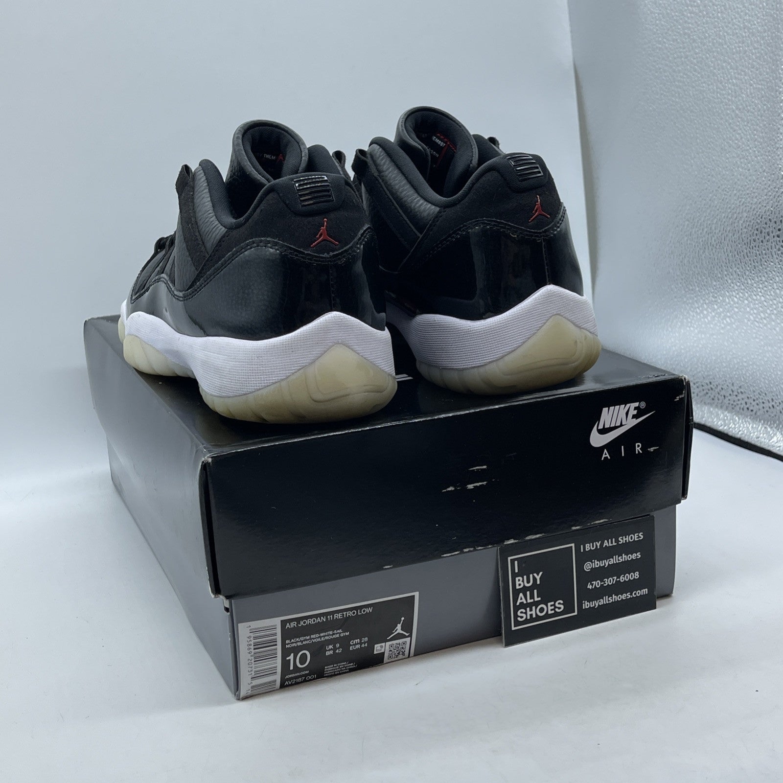 Size 10 - Jordan 11 Retro Low 72-10 Black Grey Red Suede Leather (AV2187-001)
