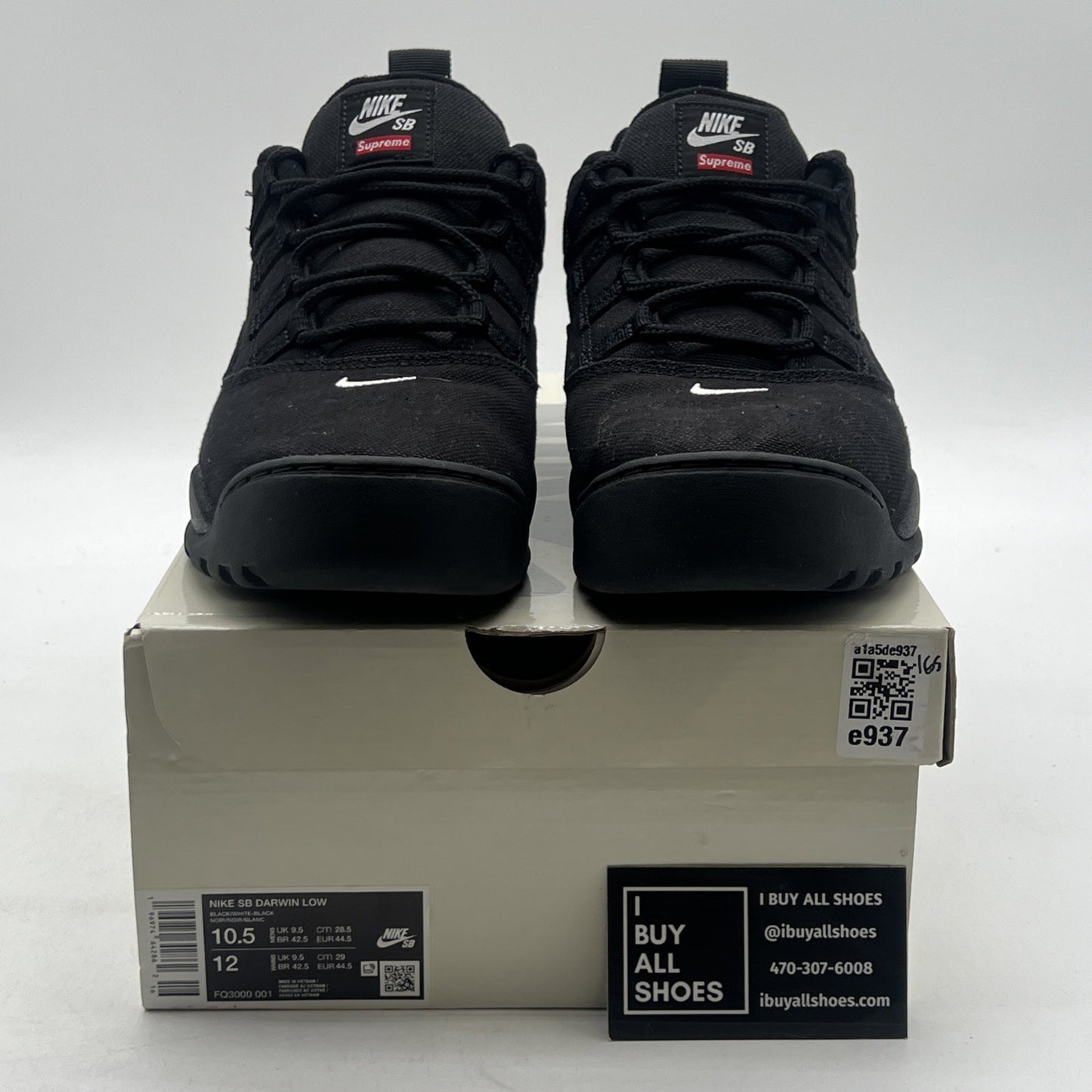 Size 10.5 - Nike Supreme x Darwin SB Low Black (FQ3000-001)