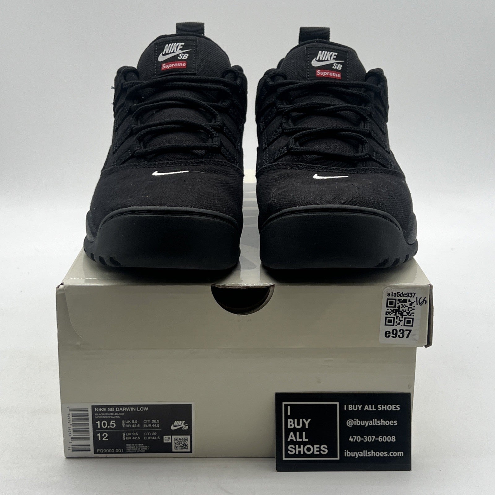 Size 10.5 - Nike Supreme x Darwin SB Low Black (FQ3000-001)