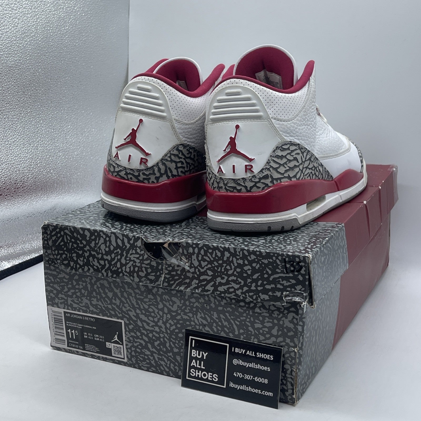 Size 11.5 - Jordan 3 Retro Mid Cardinal Red White Grey Suede (CT8532-126)