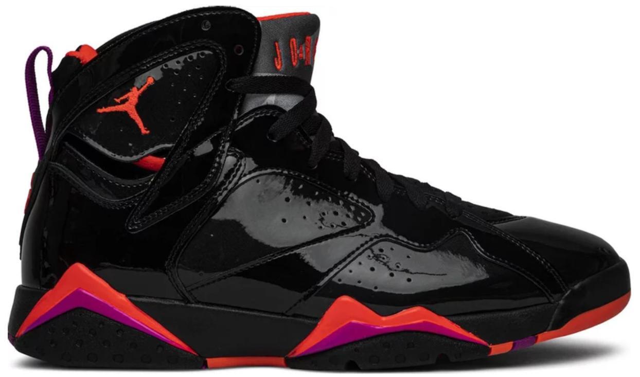 Size 11.5W - Air Jordan 7 Retro Black Gloss Suede Leather (313358-006)