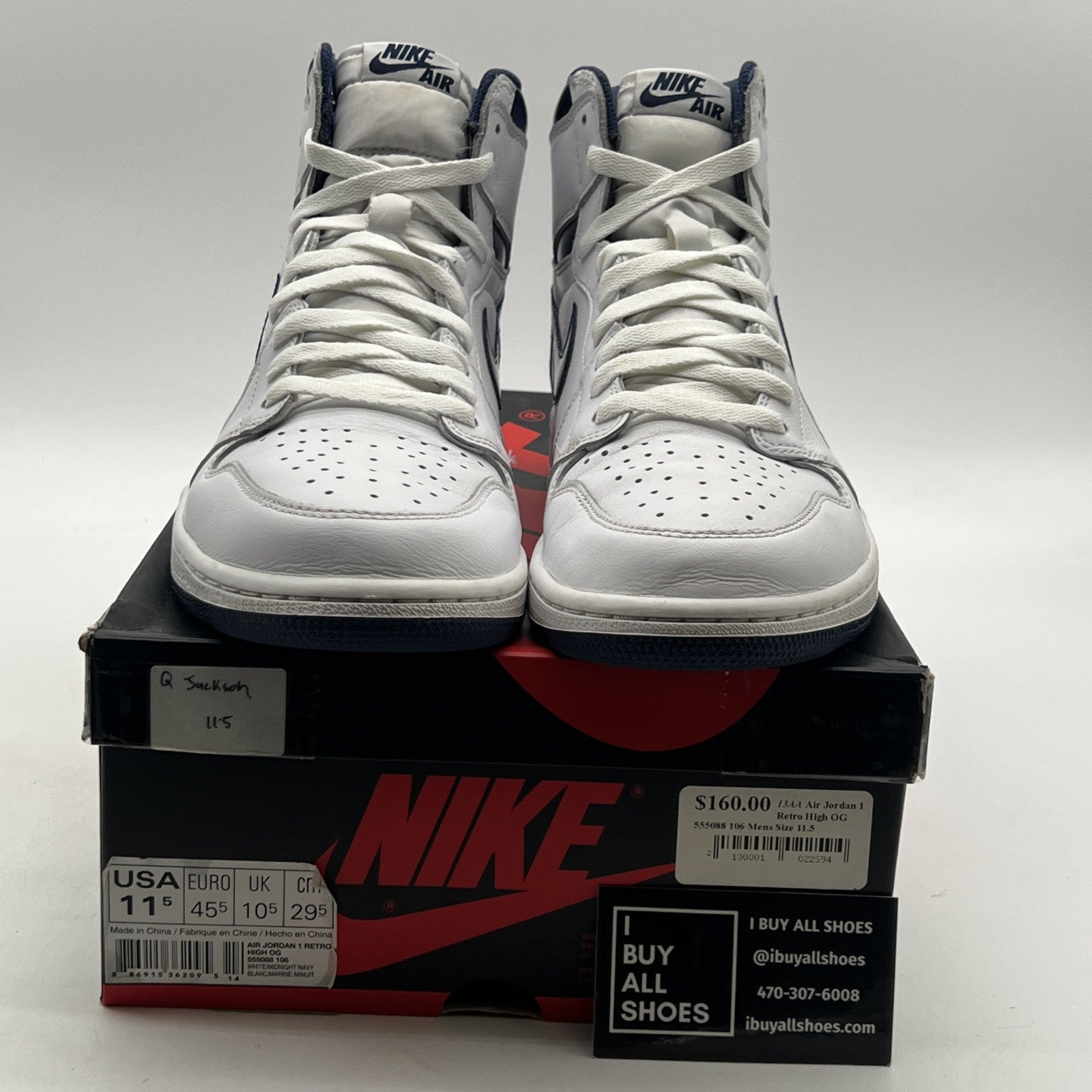 Size 11.5 - Air Jordan 1 Retro OG High Metallic Navy (555088-106)