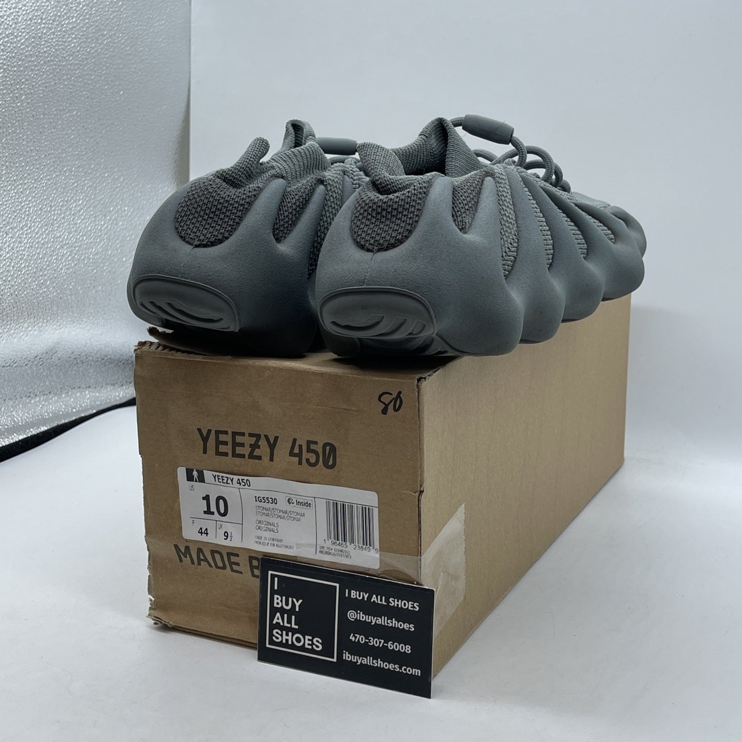 Size 10 - adidas Yeezy 450 Stone Marine Grey Suede (IG5530)