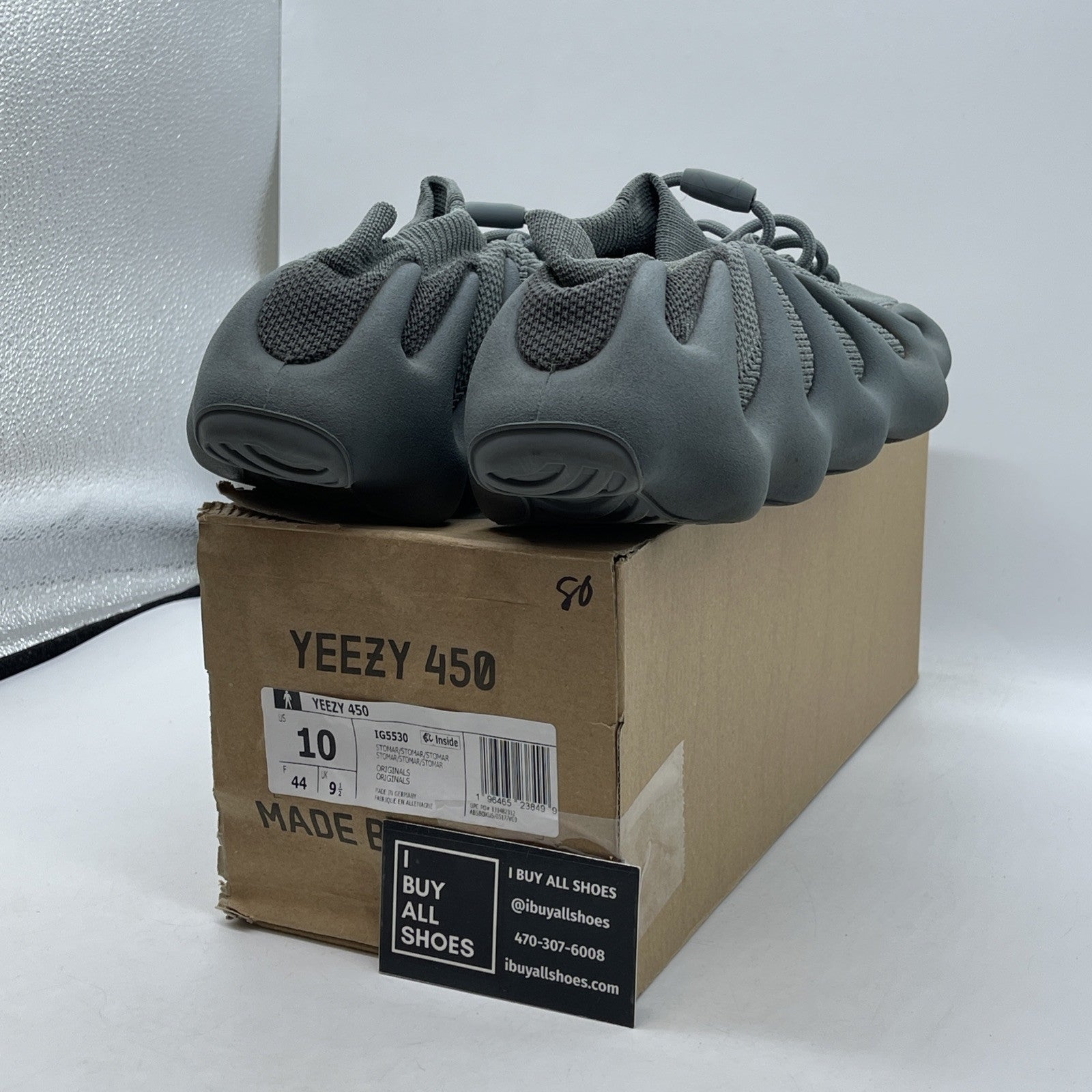 Size 10 - adidas Yeezy 450 Stone Marine Grey Suede (IG5530)