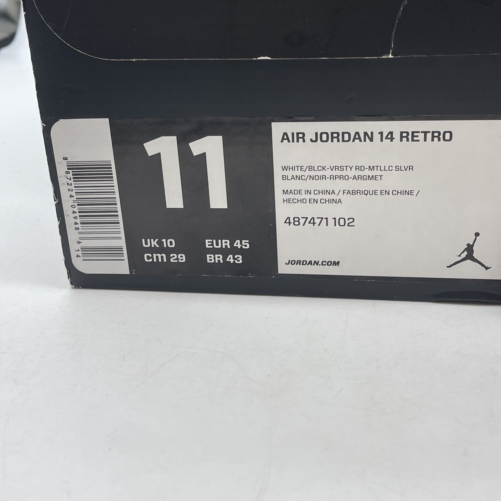 Size 11 - Air Jordan 14 Retro 2014 Black Toe White Suede Leather (487471-102)
