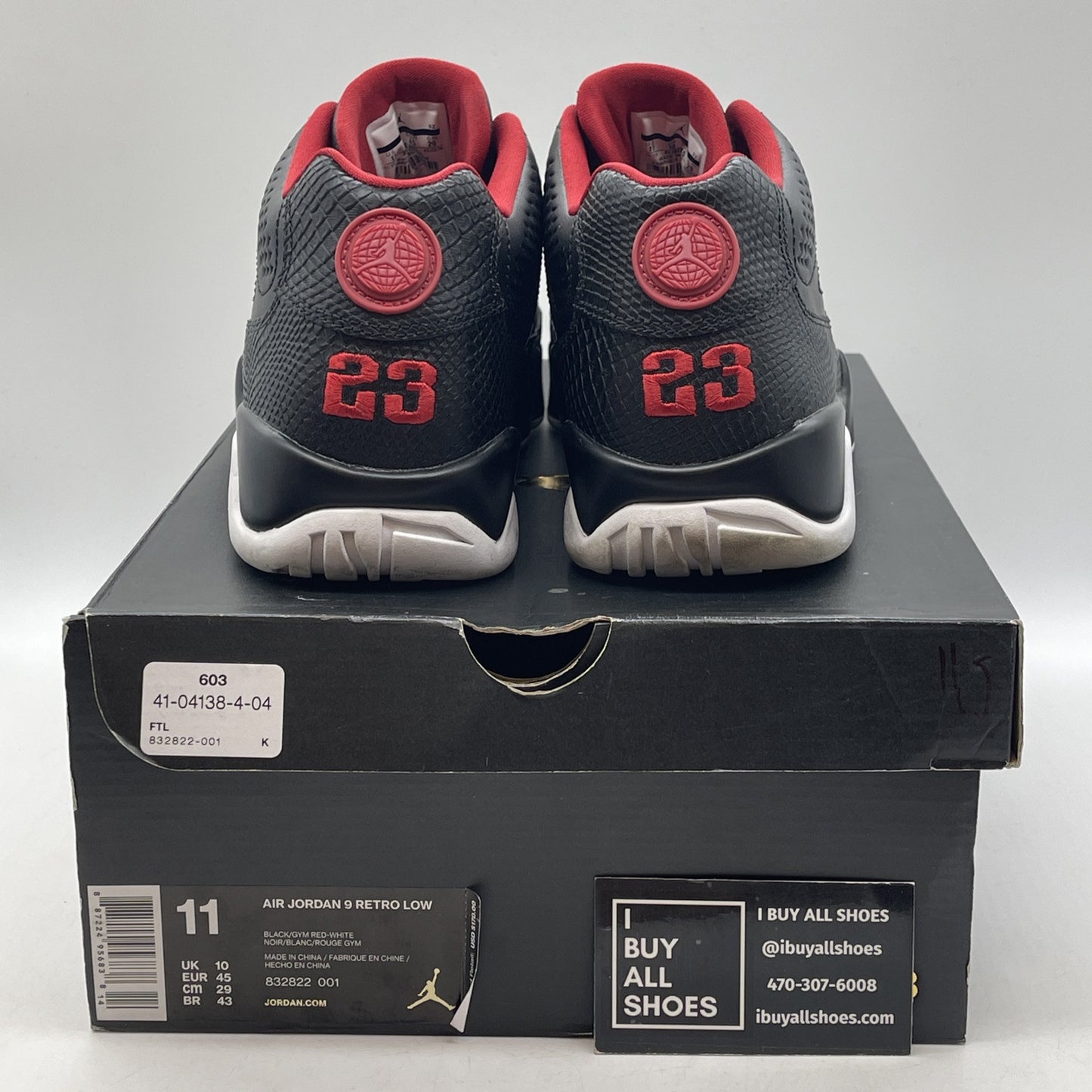 Size 11 - Air Jordan 9 Retro Low Snakeskin Black Red Leather (832822-001)