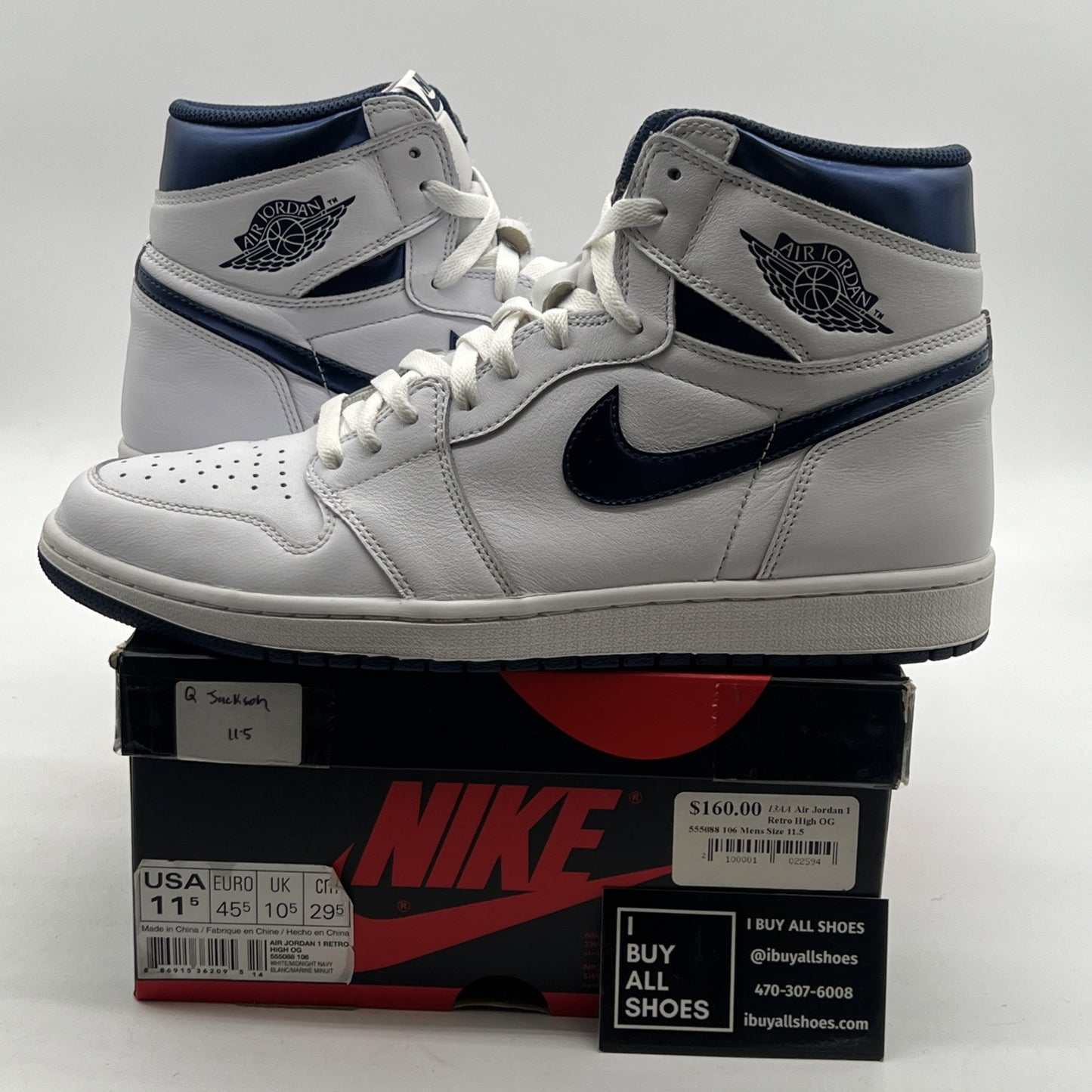 Size 11.5 - Air Jordan 1 Retro OG High Metallic Navy (555088-106)