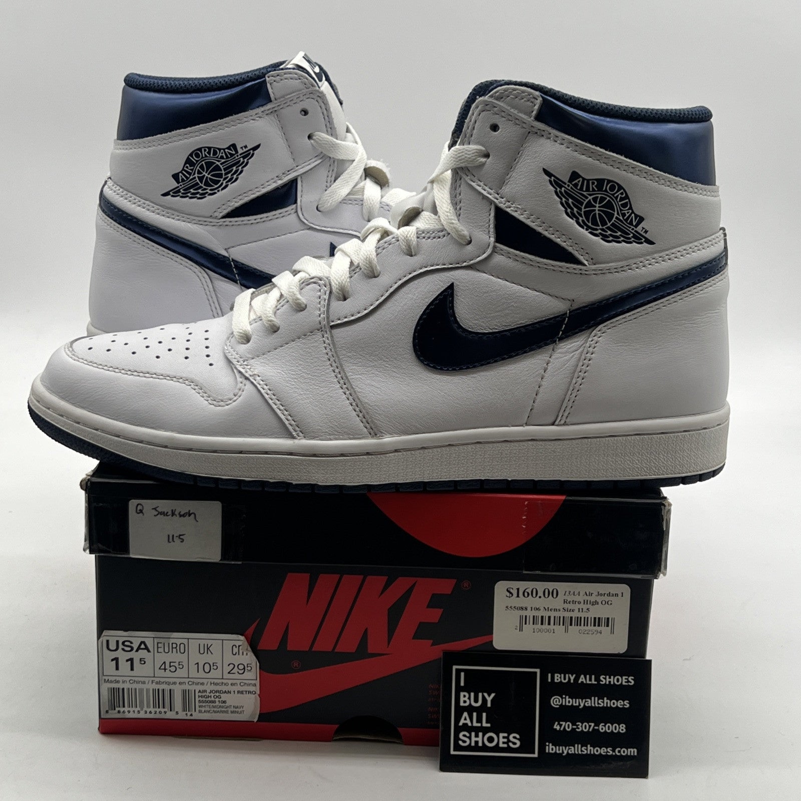 Size 11.5 - Air Jordan 1 Retro OG High Metallic Navy (555088-106)