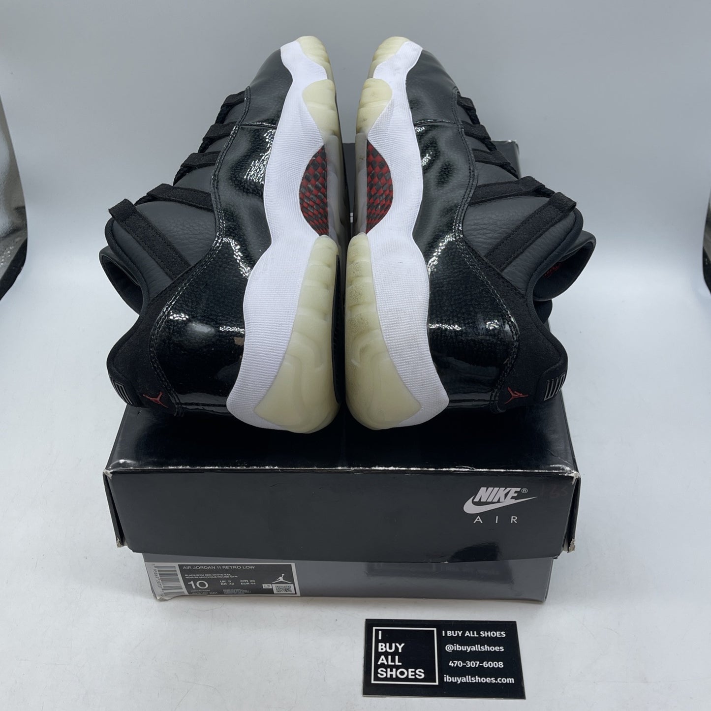 Size 10 - Jordan 11 Retro Low 72-10 Black Red Suede Leather (AV2187-001)