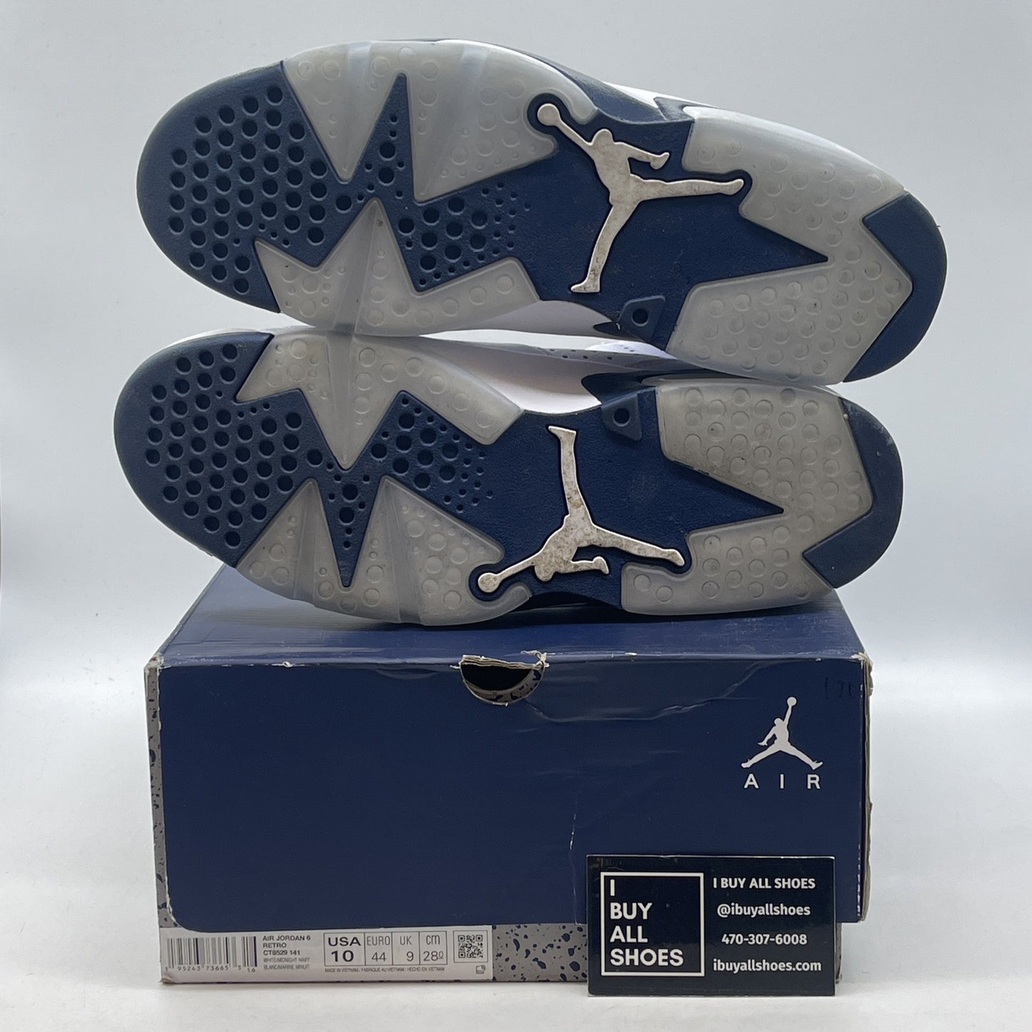 Size 10 - Jordan 6 Retro Midnight Navy White Leather Suede (CT8529-141)