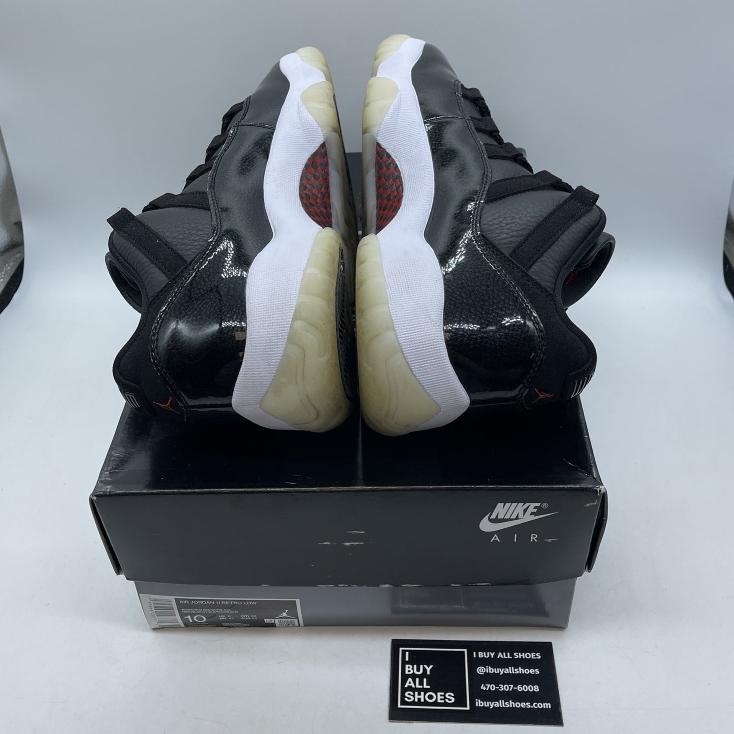 Size 10 - Jordan 11 Retro Low 72-10 Black Grey Red Suede Leather (AV2187-001)