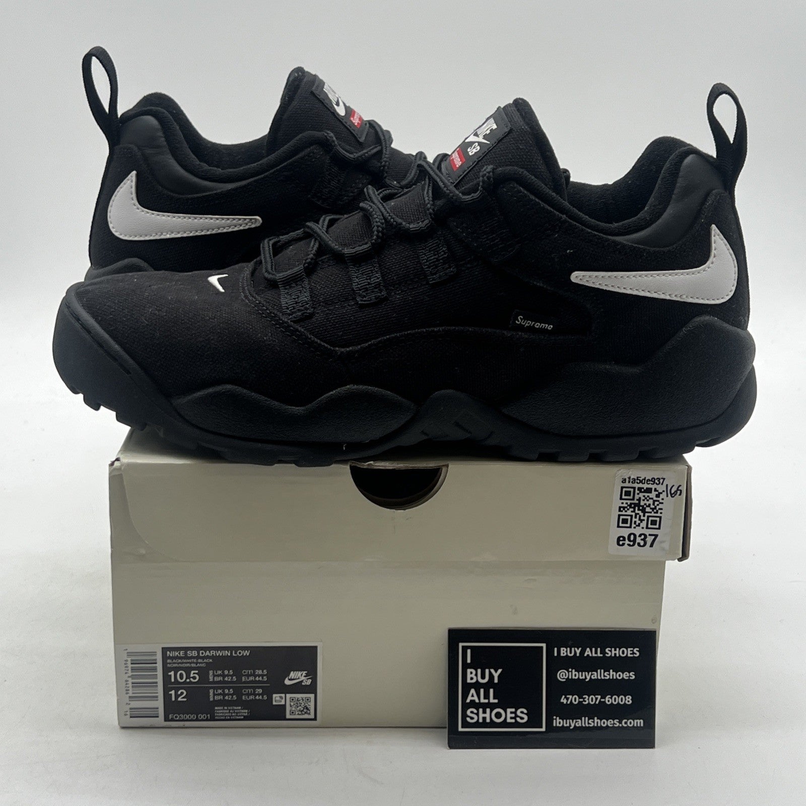 Size 10.5 - Nike Supreme x Darwin SB Low Black (FQ3000-001)