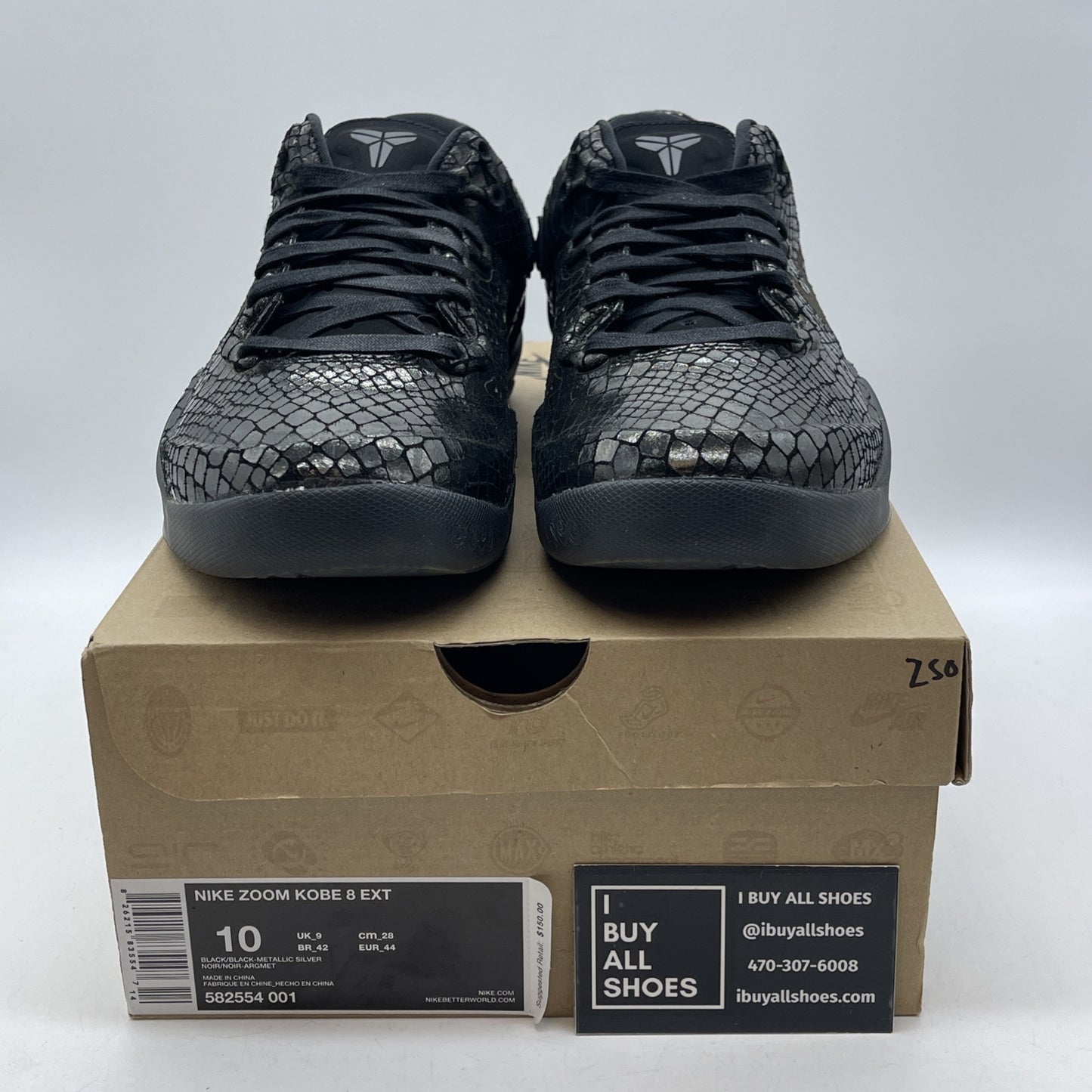 Size 10 - Nike Zoom Kobe 8 EXT Year of the Snake Black Suede Leather  582554-001