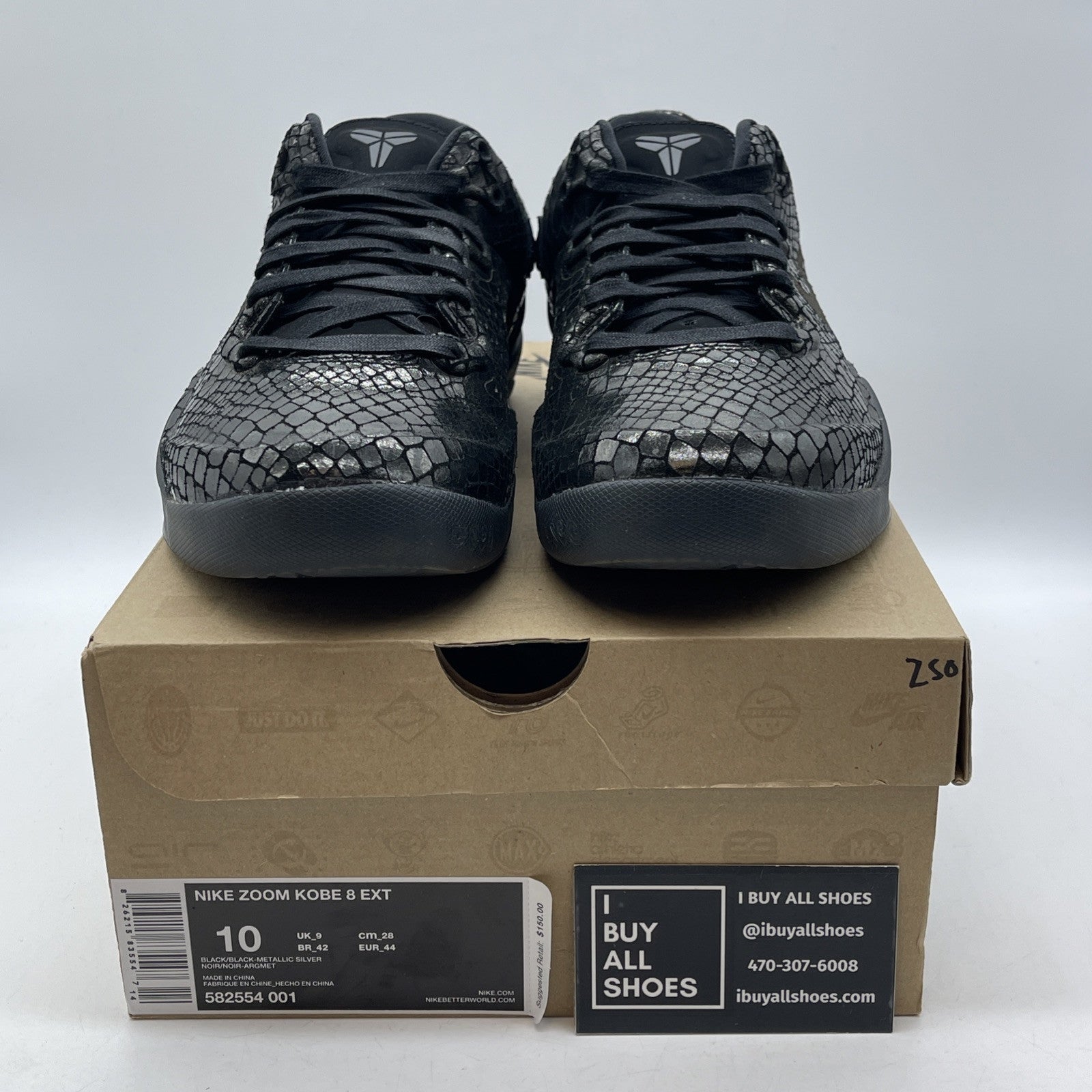 Size 10 - Nike Zoom Kobe 8 EXT Year of the Snake Black Suede Leather  582554-001